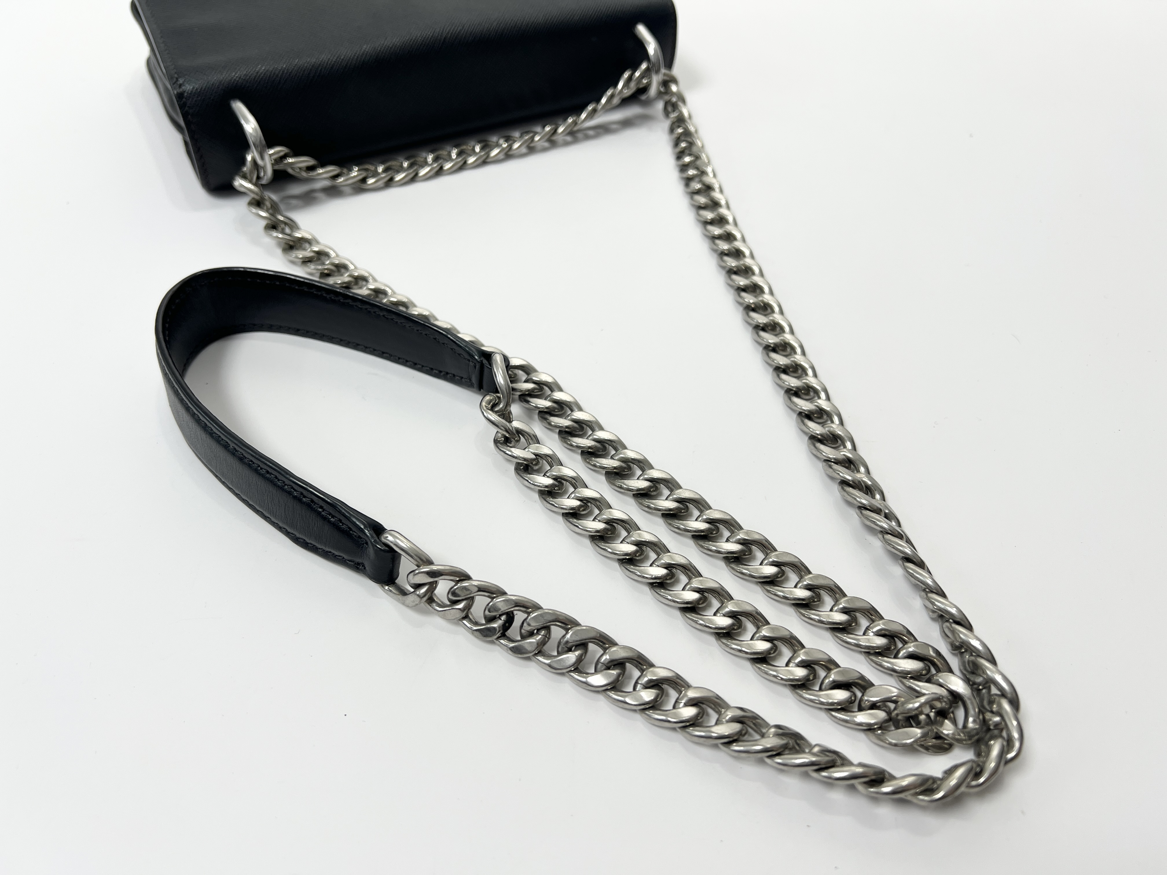 Saffiano Leather Logo Flap Chain One-Shoulder Bag — view 3