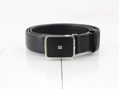 MONSIEUR CD Logo Leather Belt, Black