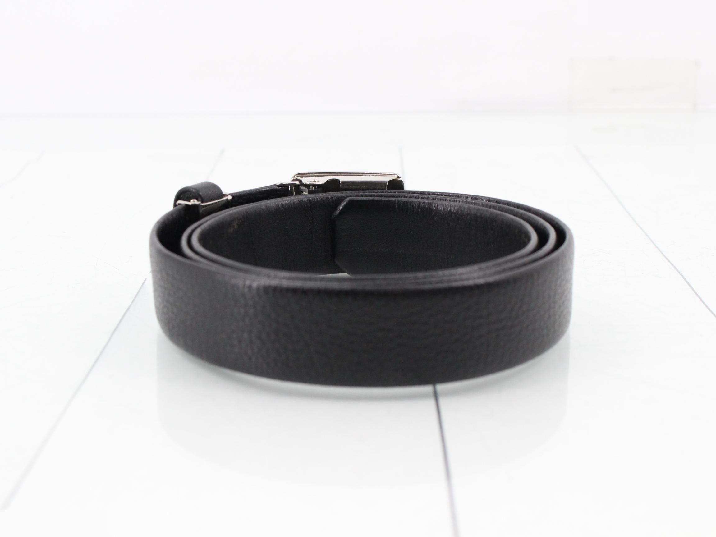 MONSIEUR CD Logo Leather Belt, Black — view 2
