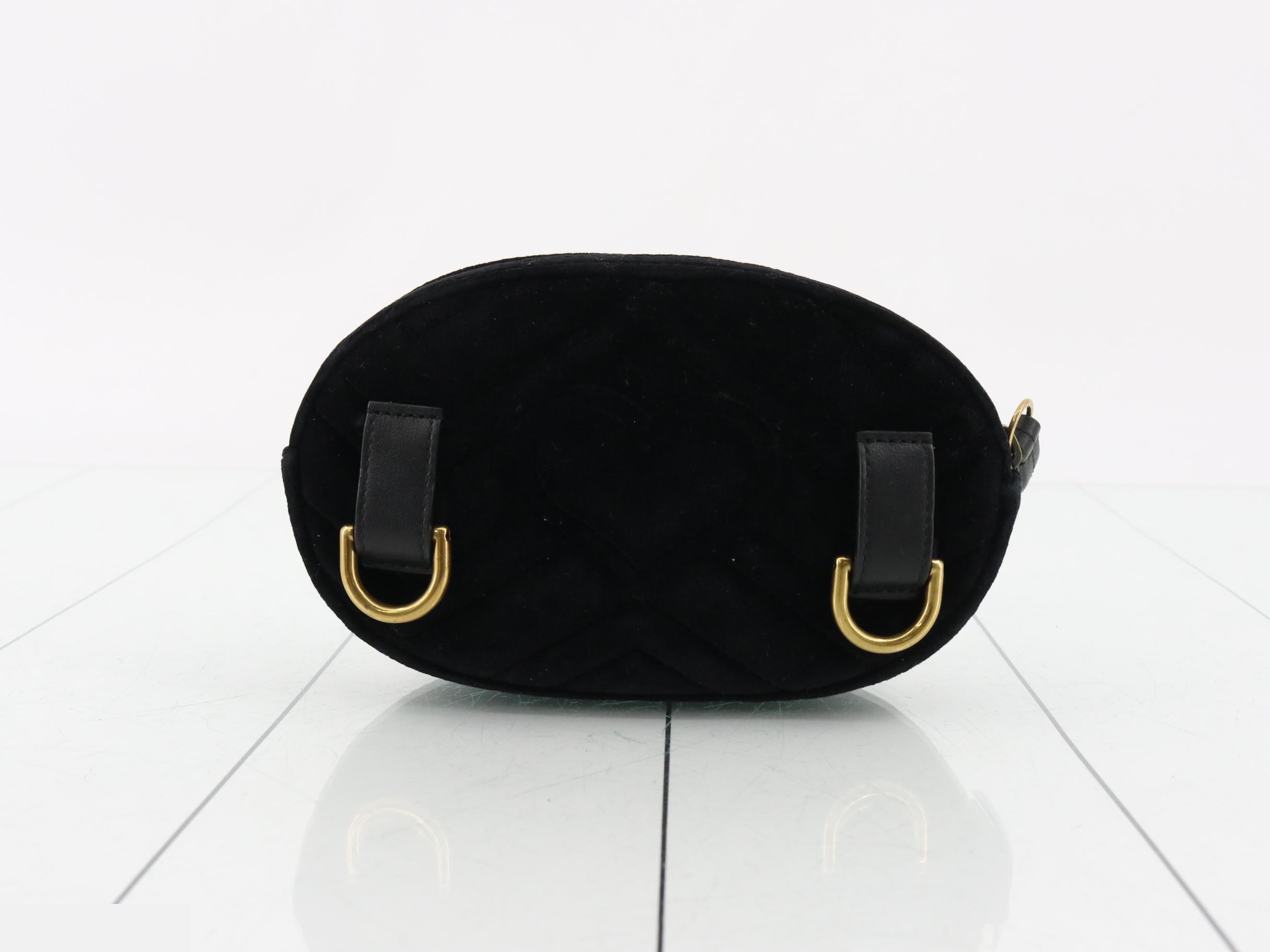 GG Marmont Quilted Velour Black Belt Bag (Waist Bag) — view 2