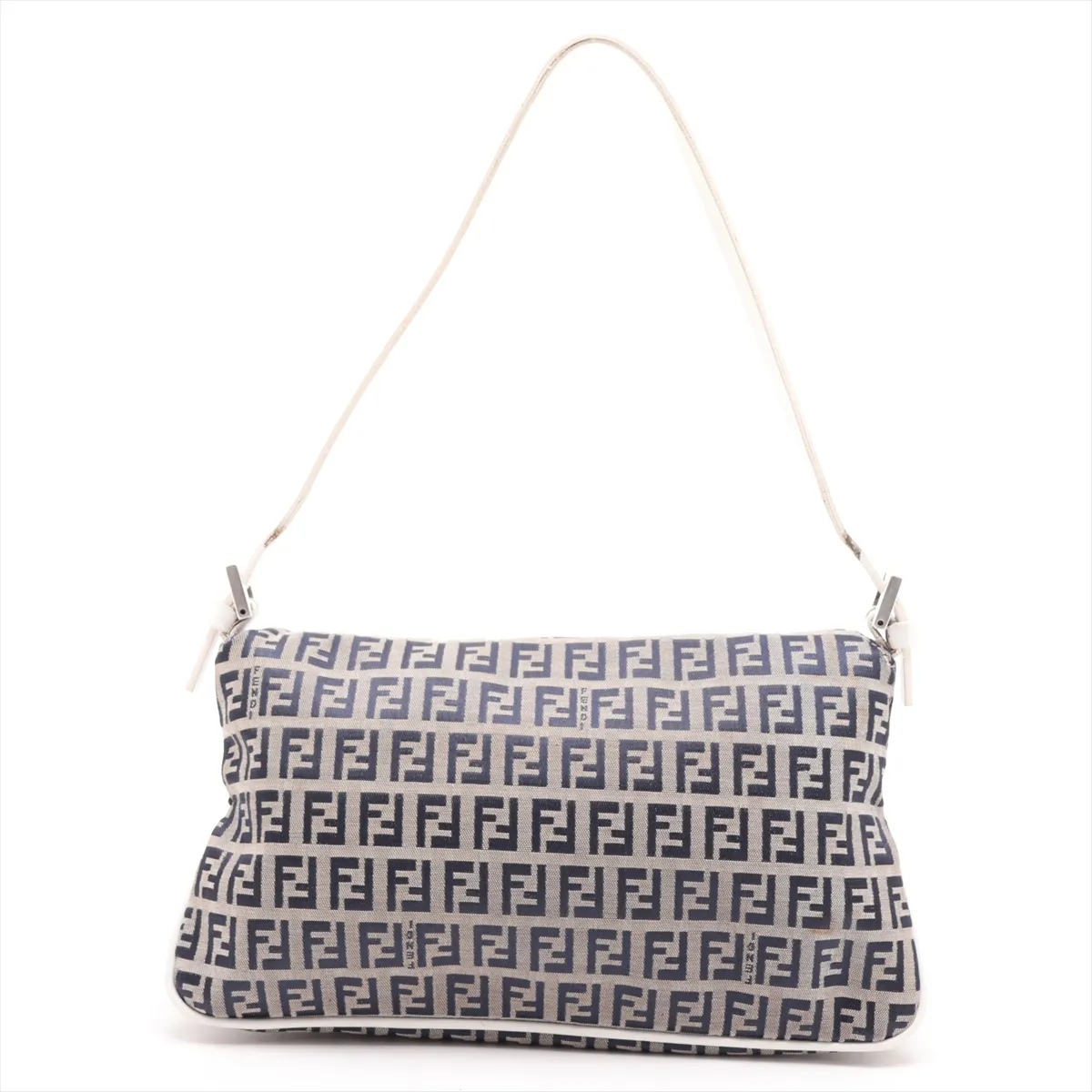 Zucchino Canvas x Leather Shoulder Bag, Navy — view 2