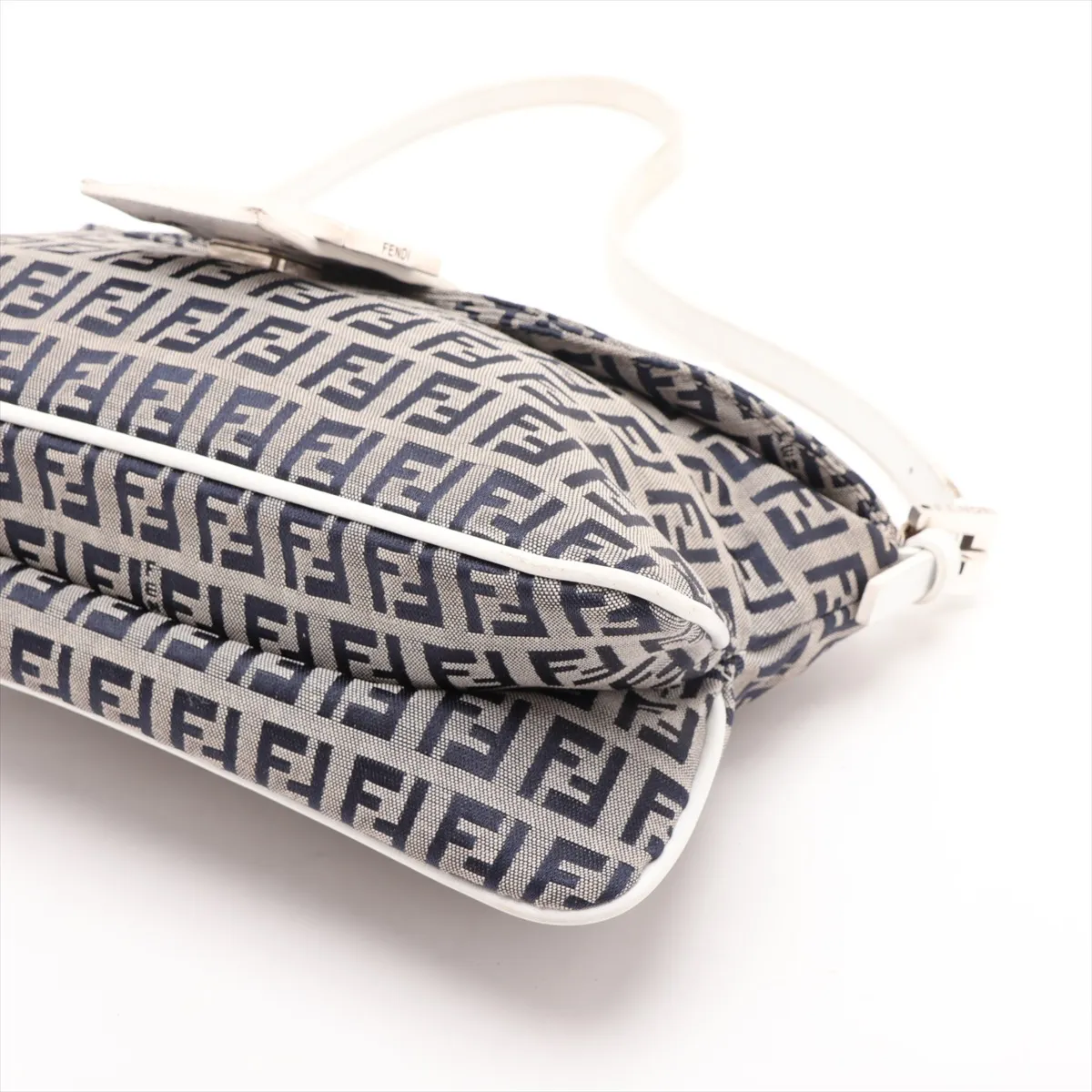 Zucchino Canvas x Leather Shoulder Bag, Navy — view 3