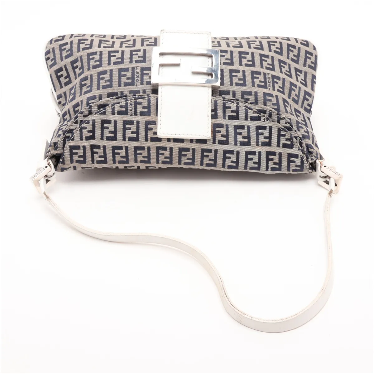 Zucchino Canvas x Leather Shoulder Bag, Navy — view 5