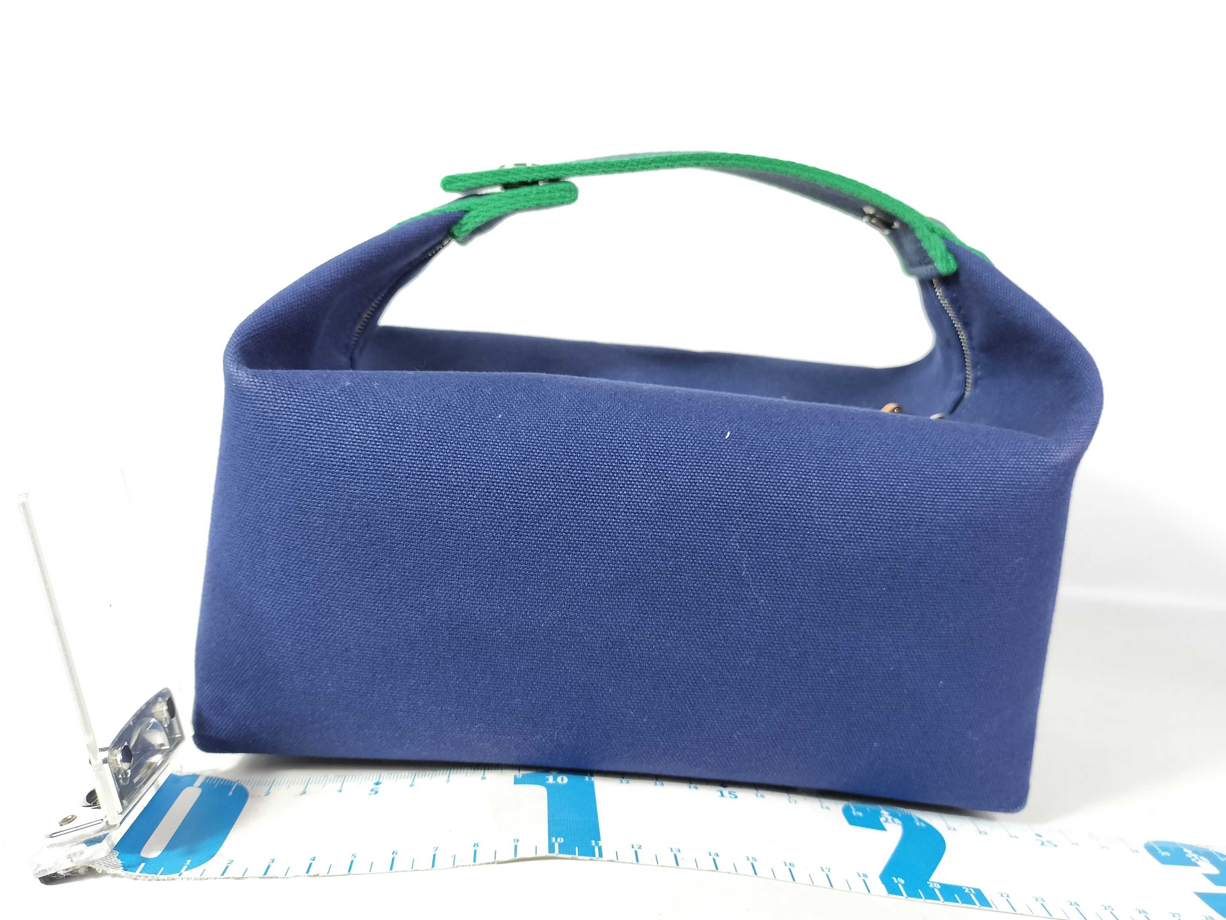 Bride à Black GM Canvas Handbag, Navy x Green, Silver Hardware — view 2