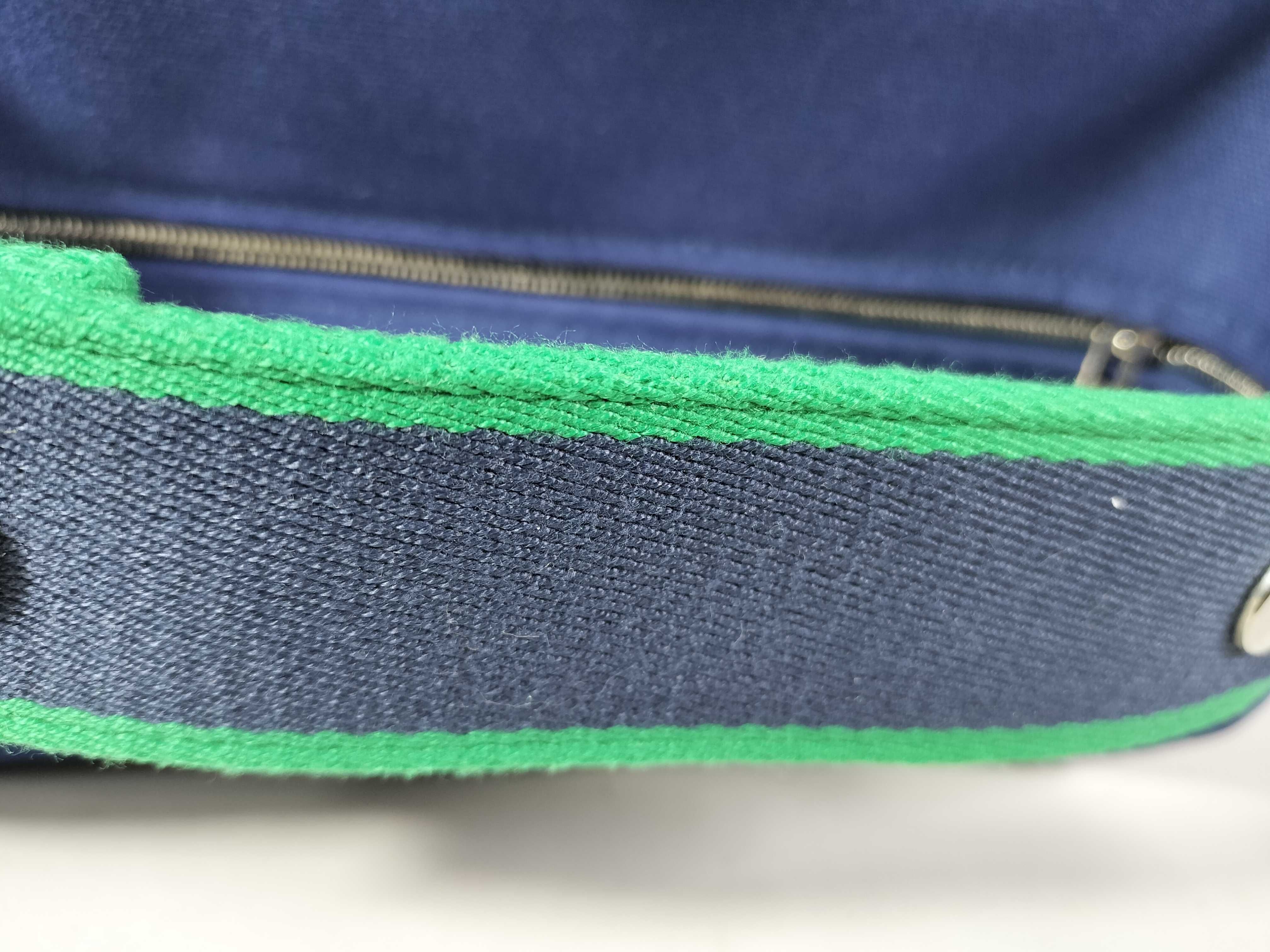 Bride à Black GM Canvas Handbag, Navy x Green, Silver Hardware — view 4