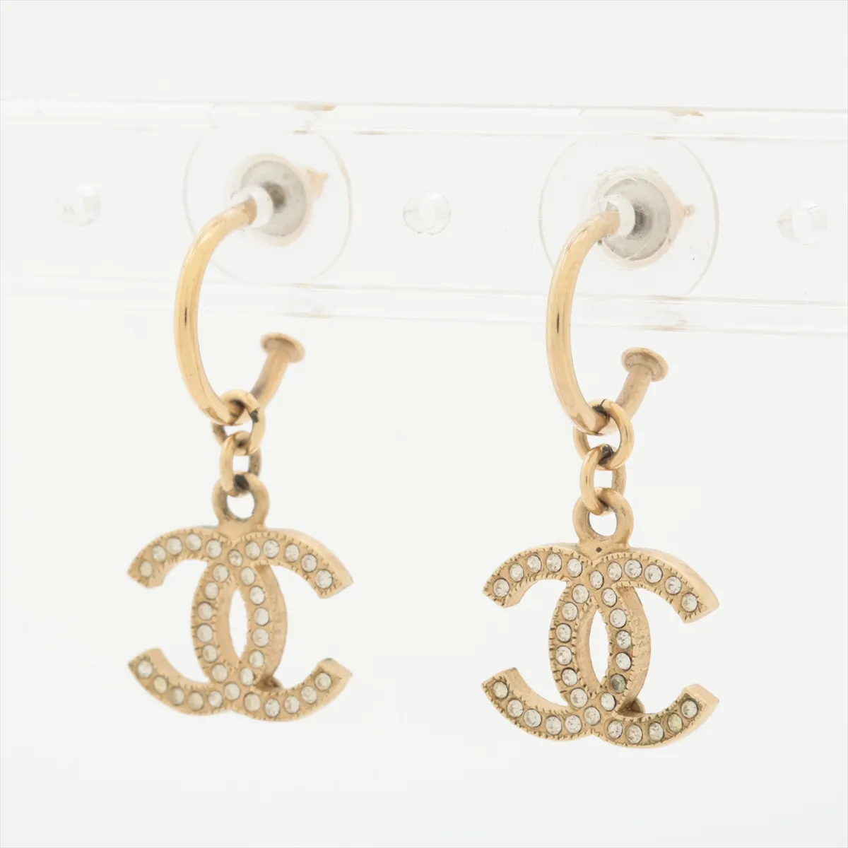Coco Mark 09A Earrings (Pair) GP x Rhinestone Gold