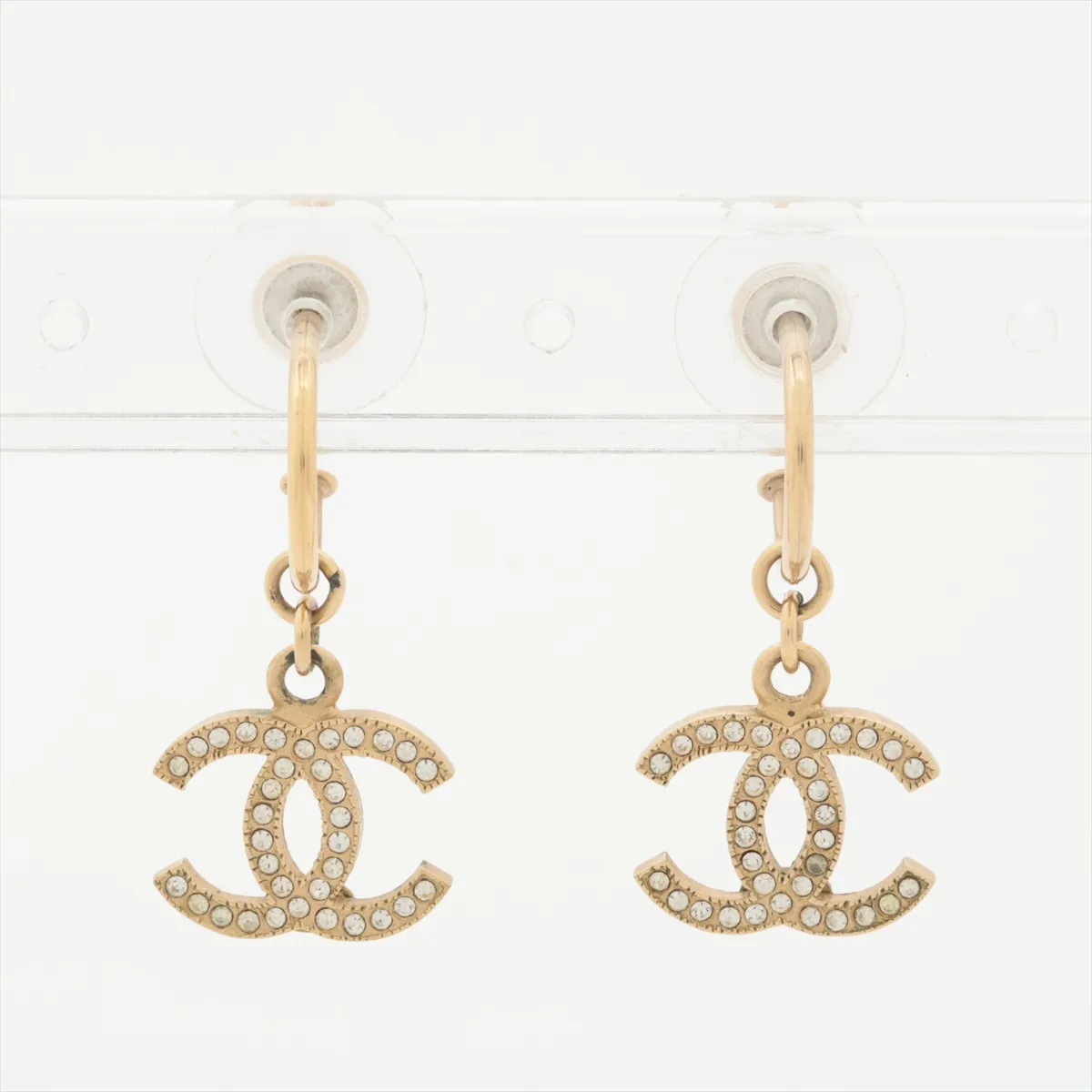 Coco Mark 09A Earrings (Pair) GP x Rhinestone Gold — view 2