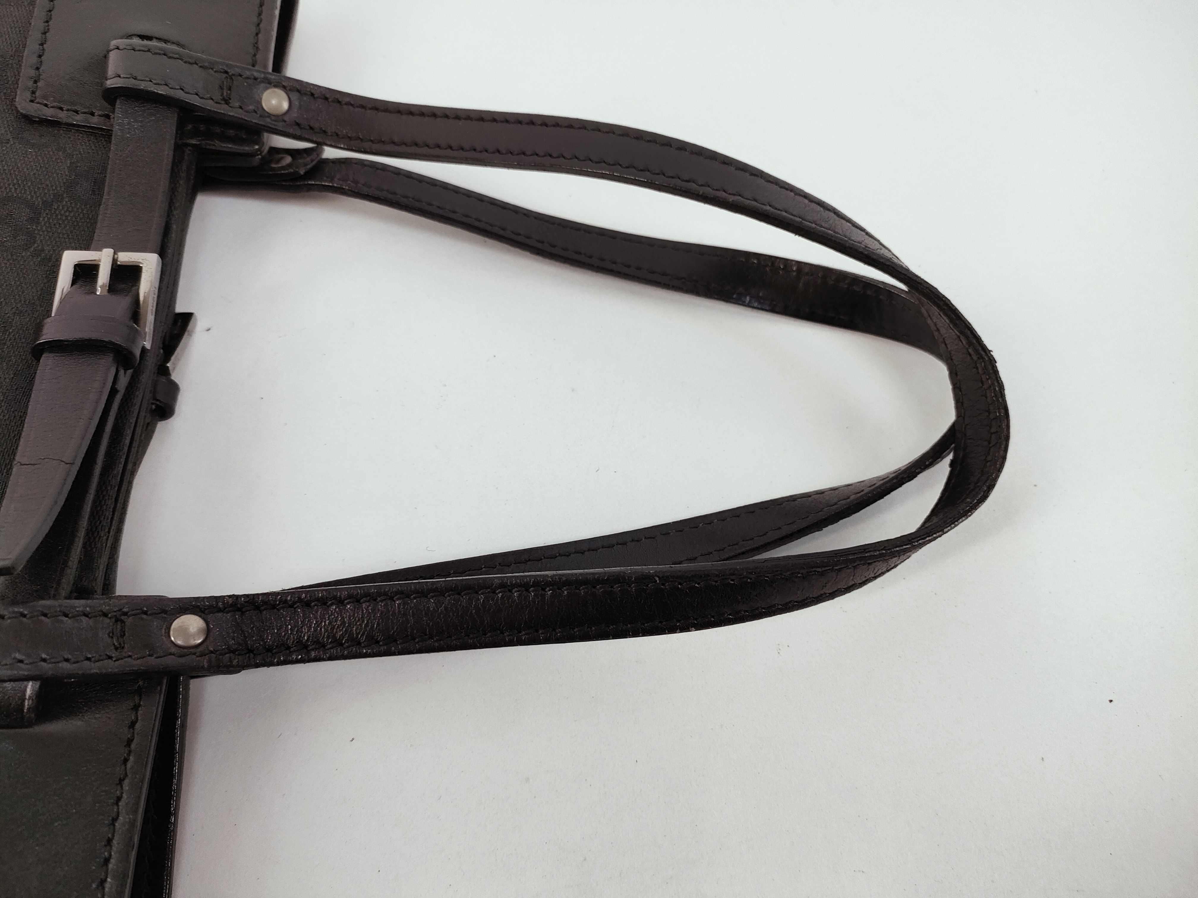 GG logo pattern canvas leather handbag — view 3