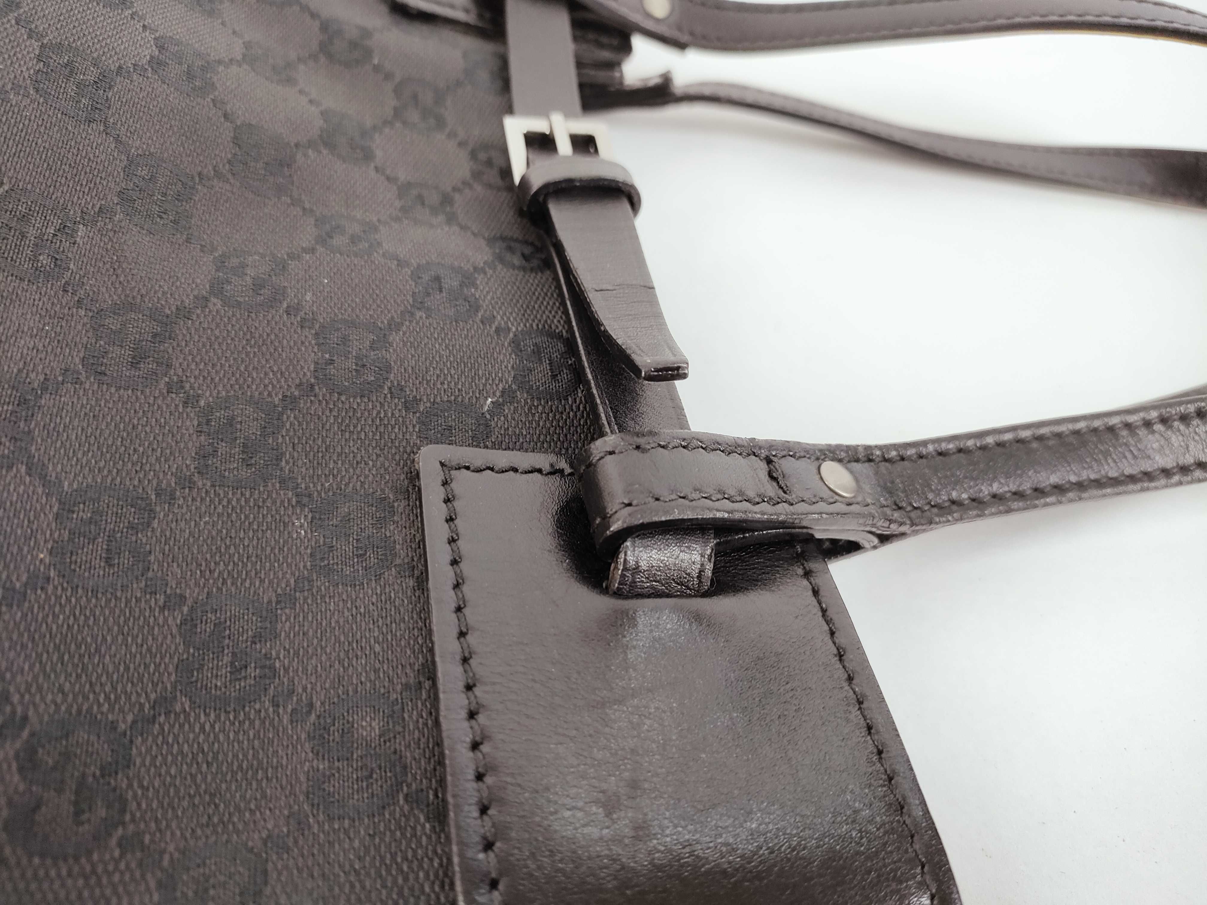 GG logo pattern canvas leather handbag — view 5