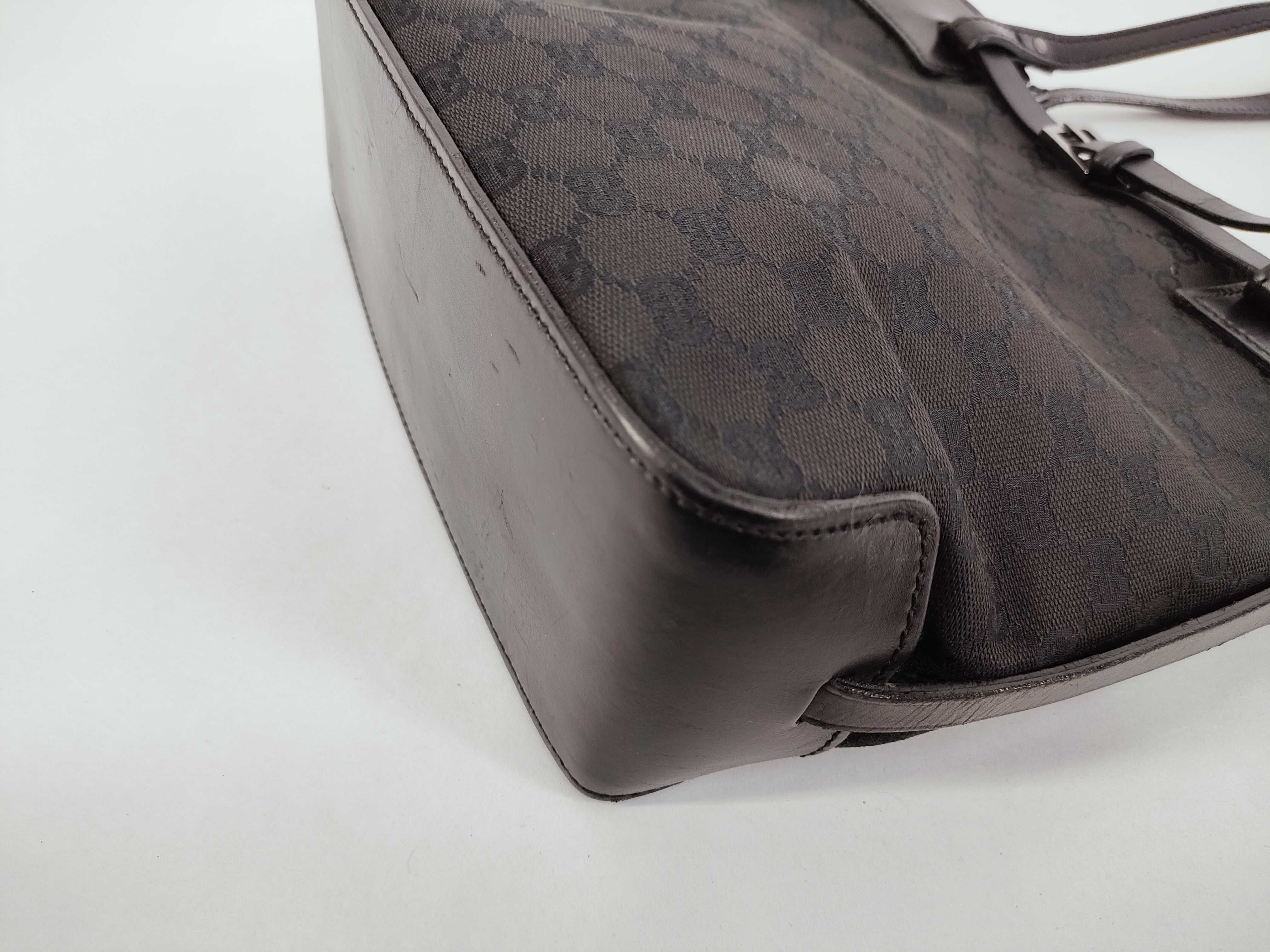 GG logo pattern canvas leather handbag — view 6