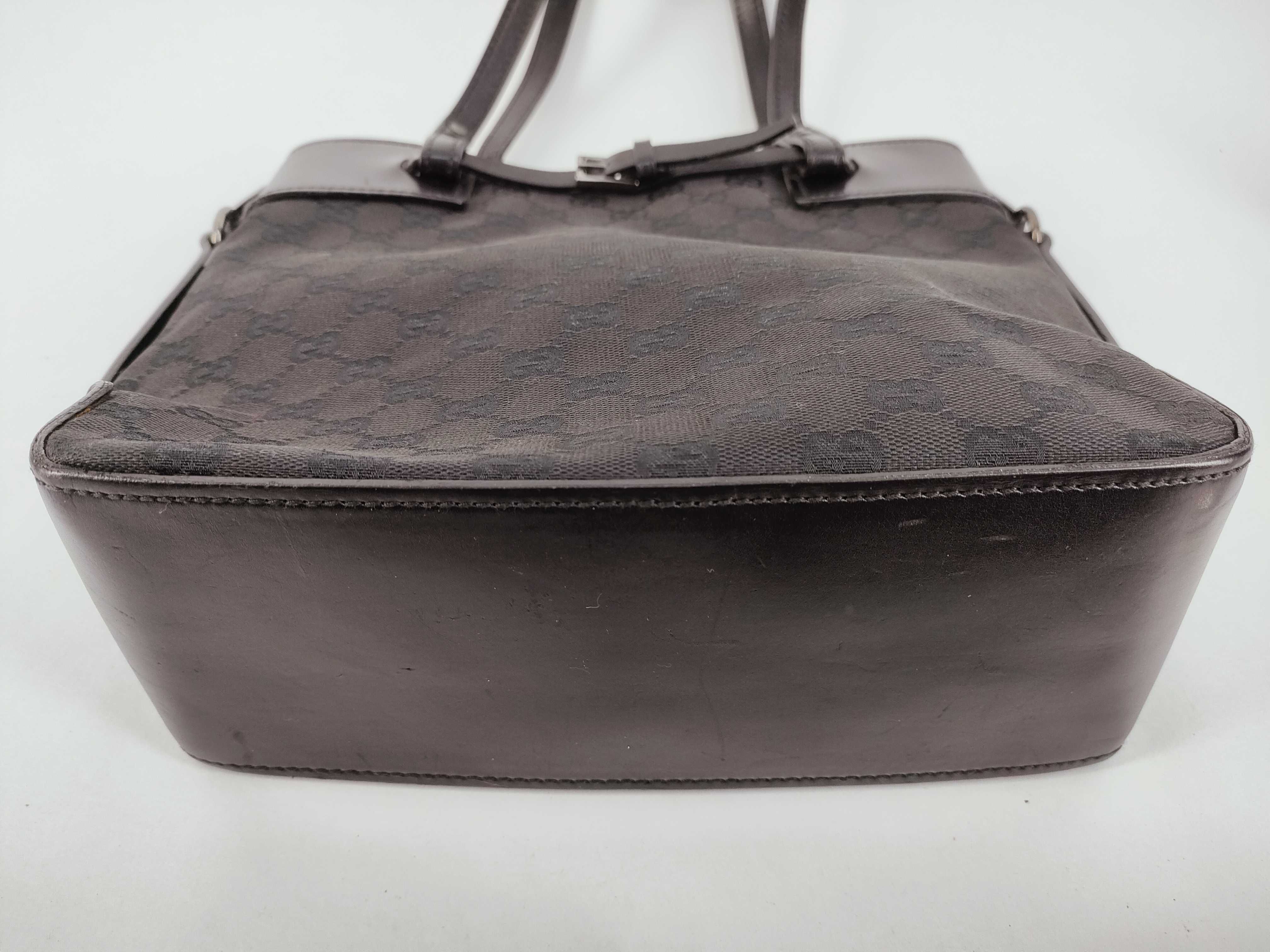 GG logo pattern canvas leather handbag — view 7