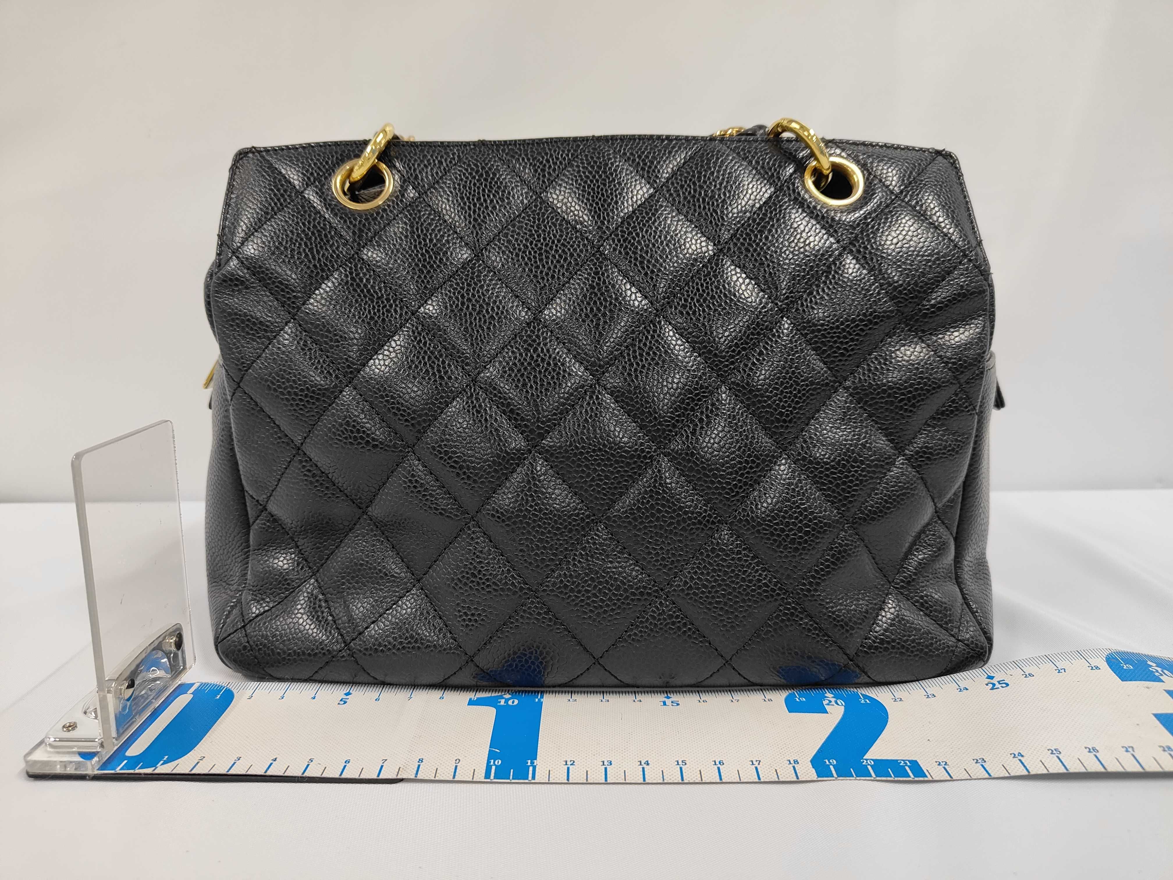 Matelassé Chain Shoulder Bag, Caviar Leather, Black Shoulder Bag — view 2