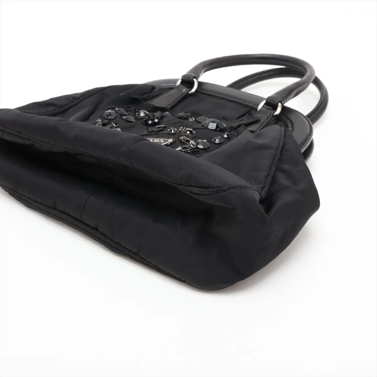 Tessuto Nylon x Leather Handbag, Black — view 3