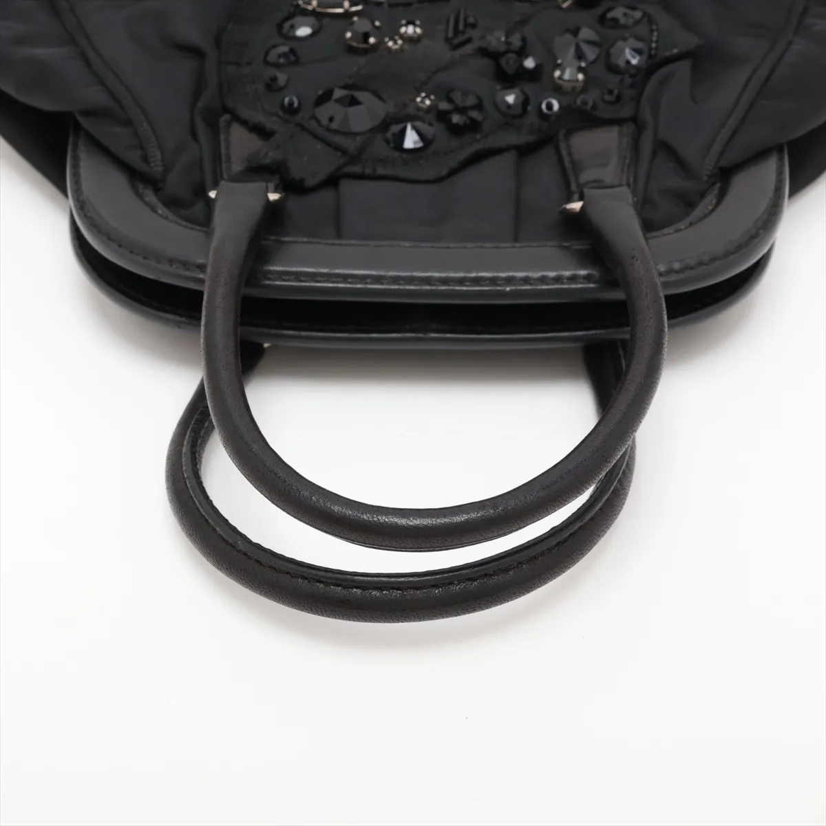 Tessuto Nylon x Leather Handbag, Black — view 5
