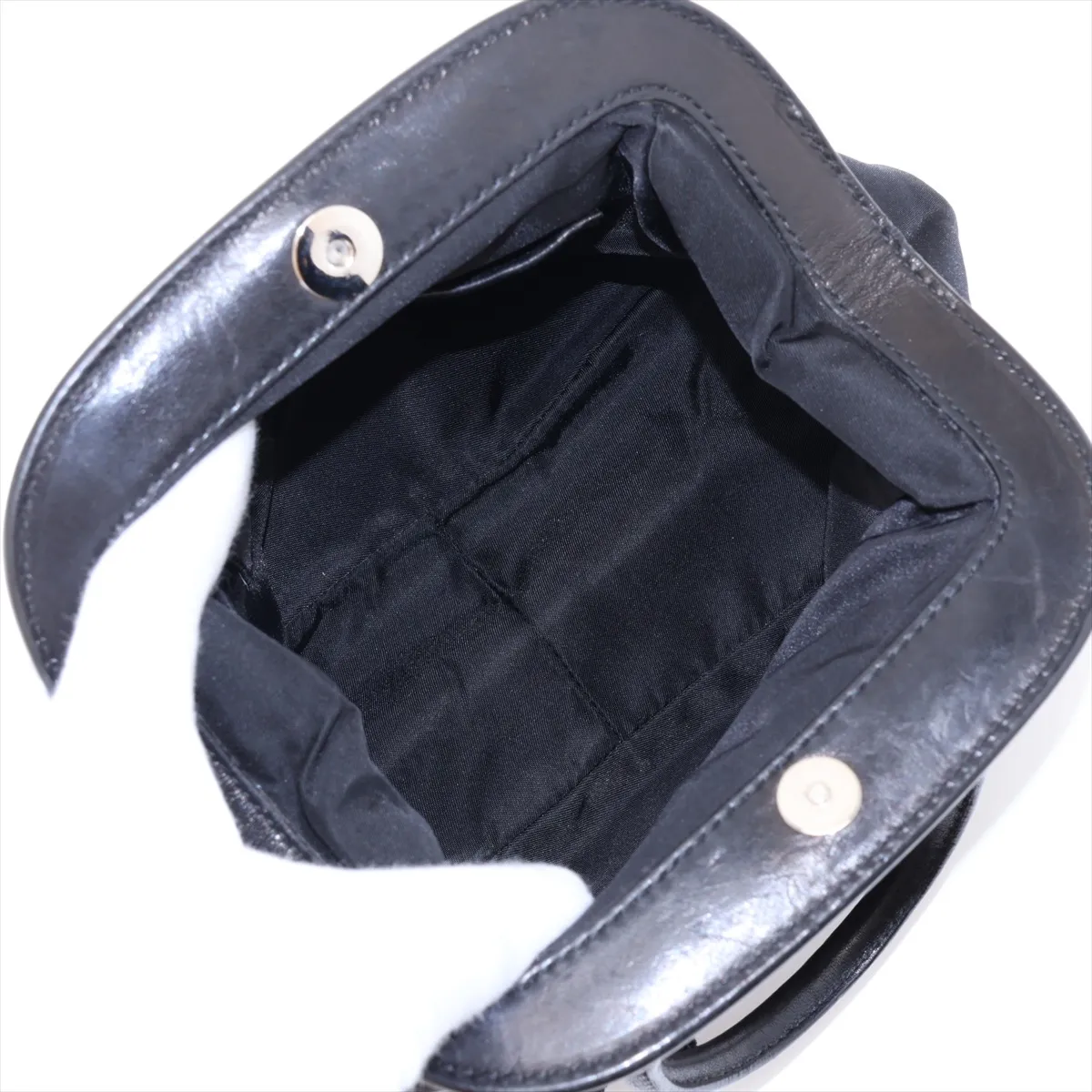Tessuto Nylon x Leather Handbag, Black — view 7