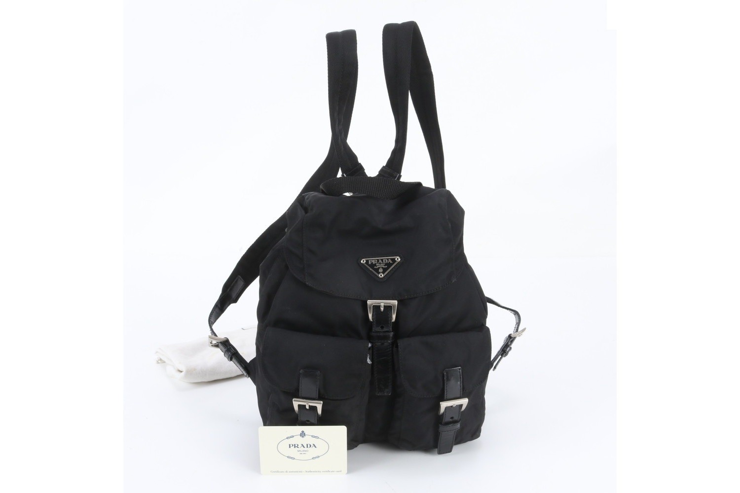Guaranteed Tessuto Nylon Backpack with White Tag, B6677, Leather