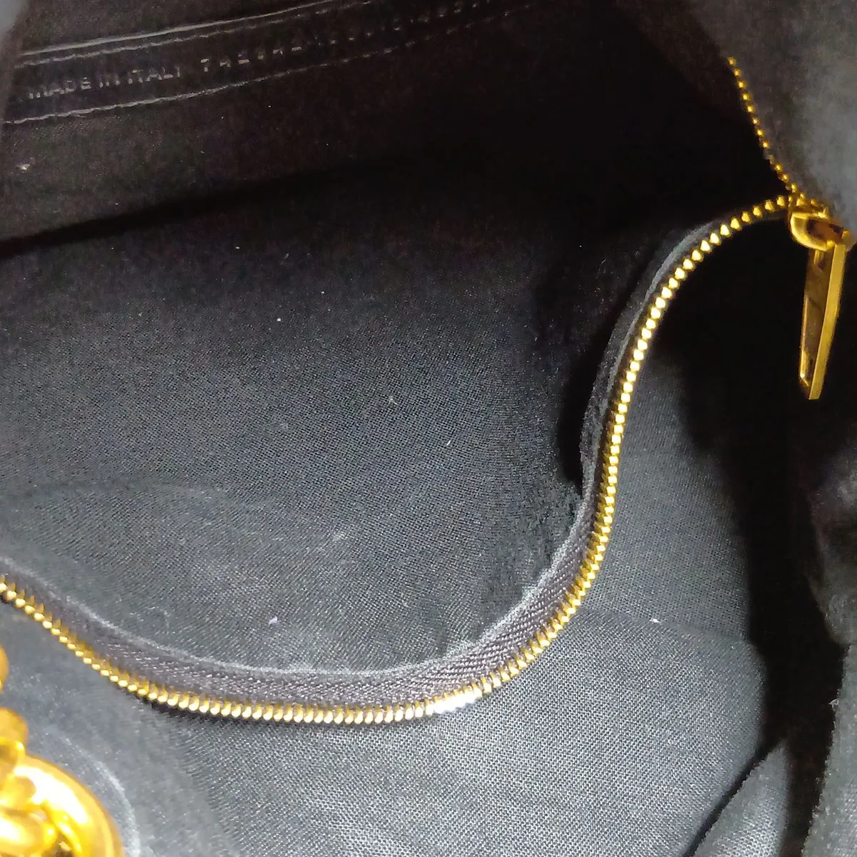 Crushed Leather Chain Shoulder Bag, Black, 742942 — view 11