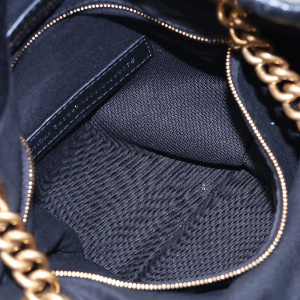 Crushed Leather Chain Shoulder Bag, Black, 742942 — view 8
