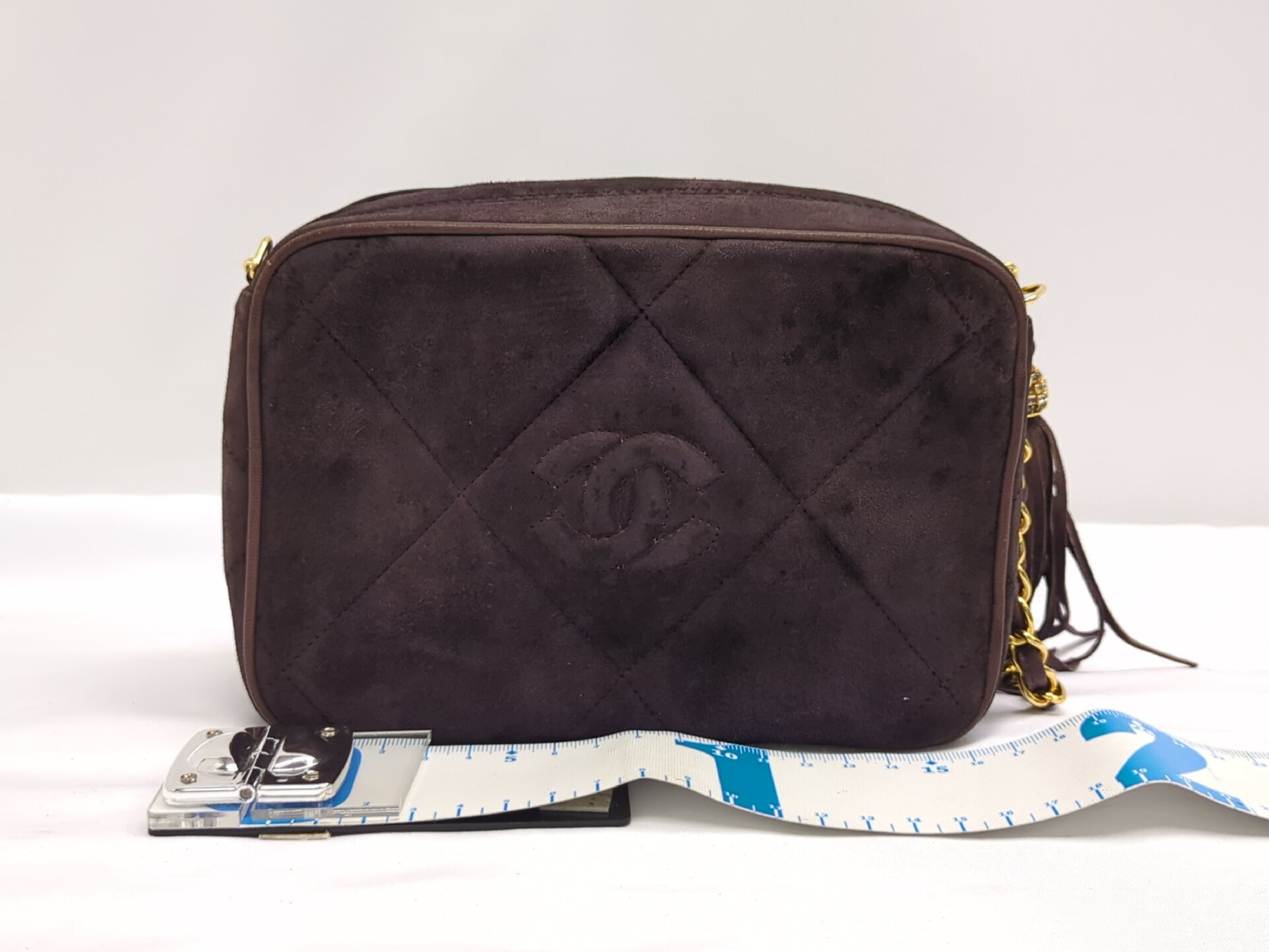 suede purple fringe chain shoulder bag (serial number 0) — view 2