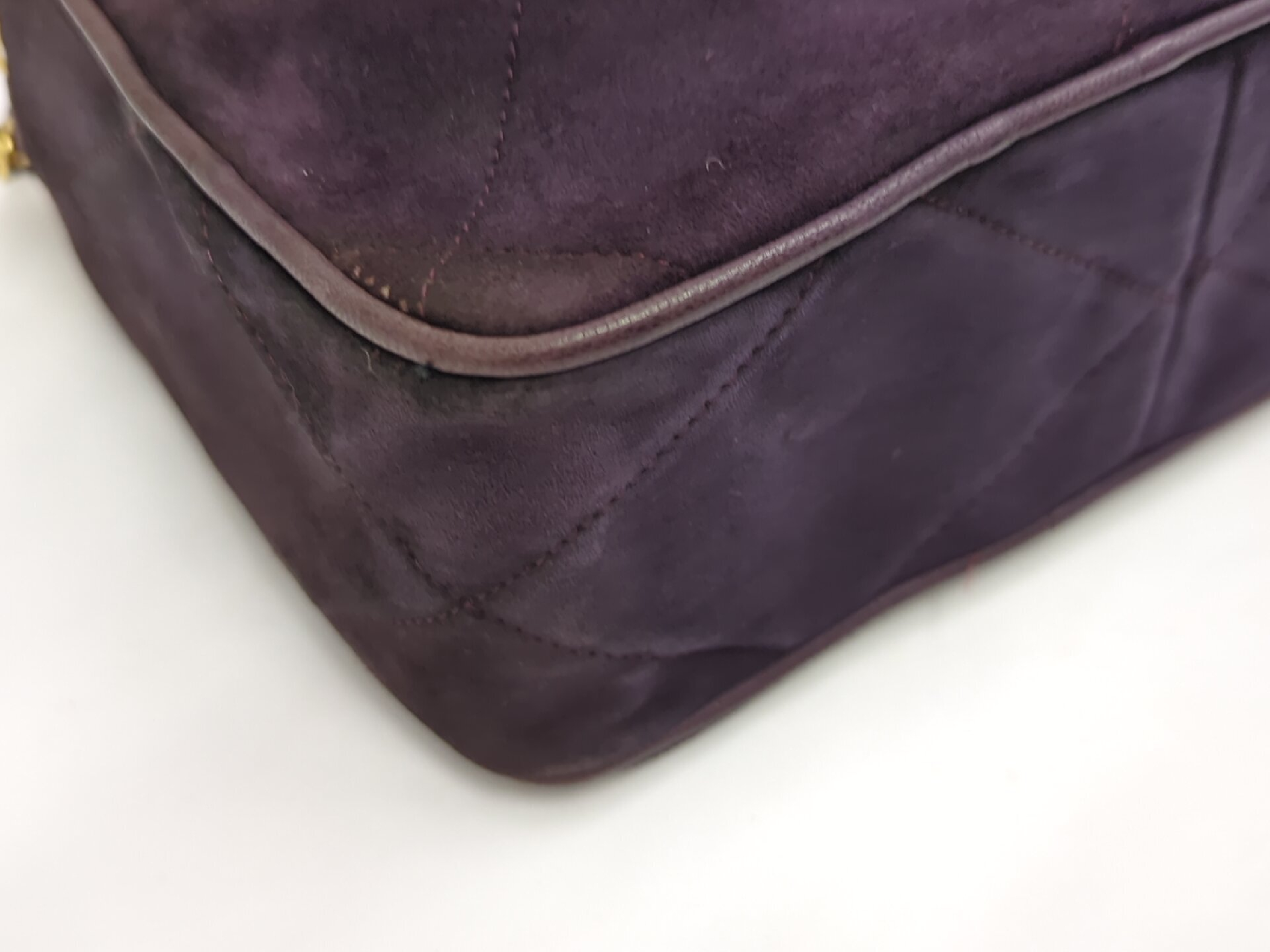 suede purple fringe chain shoulder bag (serial number 0) — view 3