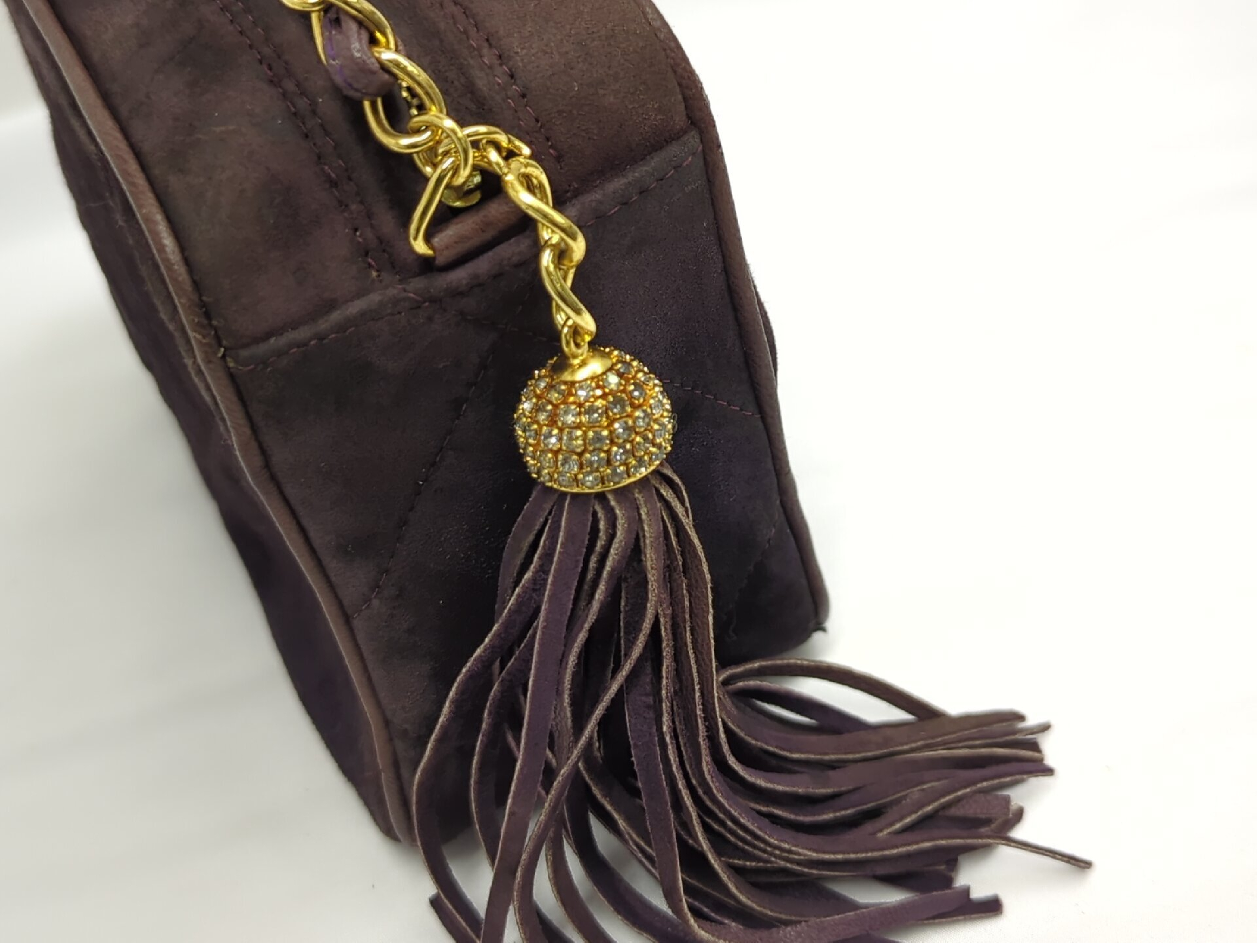 suede purple fringe chain shoulder bag (serial number 0) — view 9