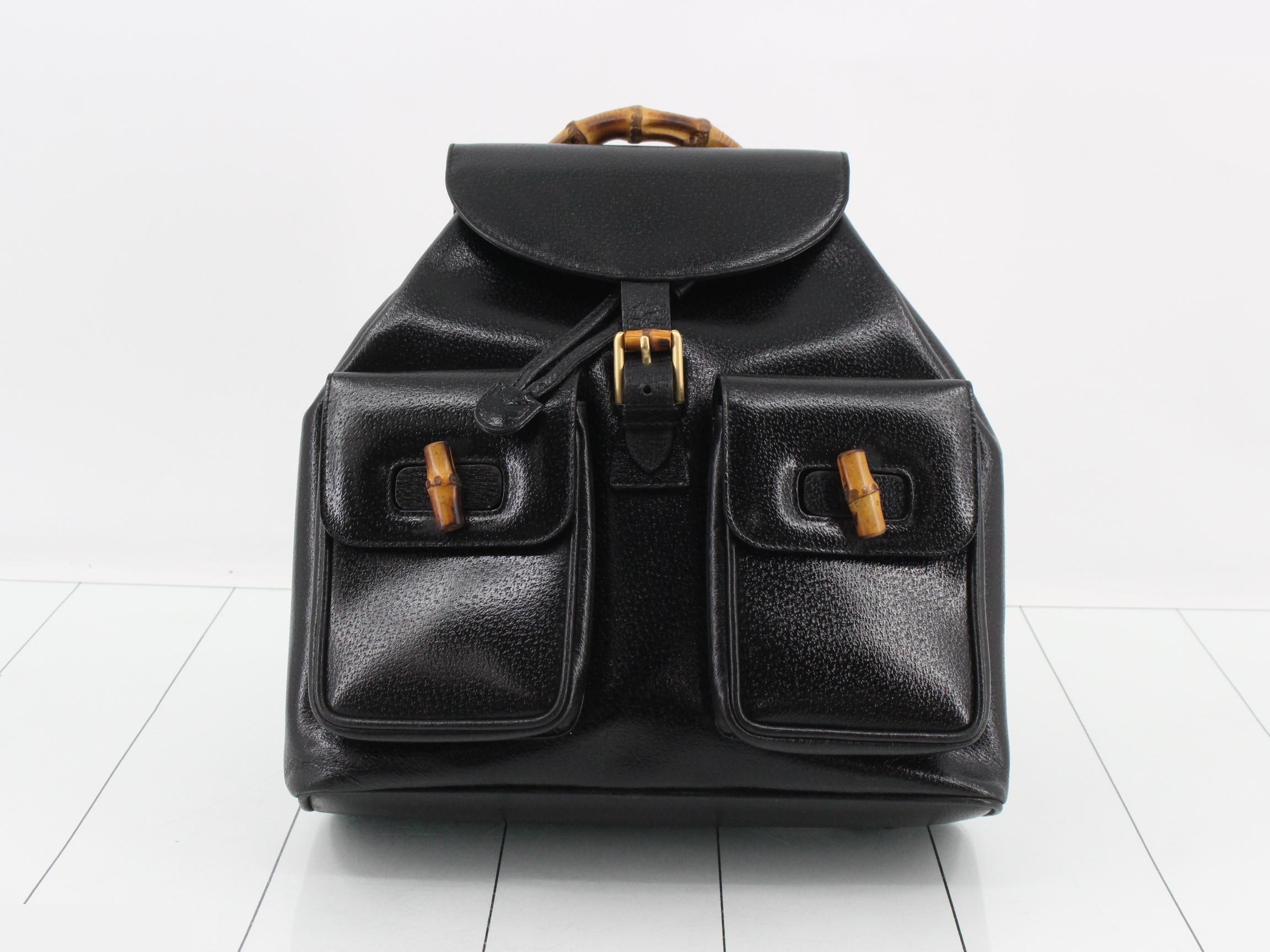 Bamboo Leather Backpack, Black