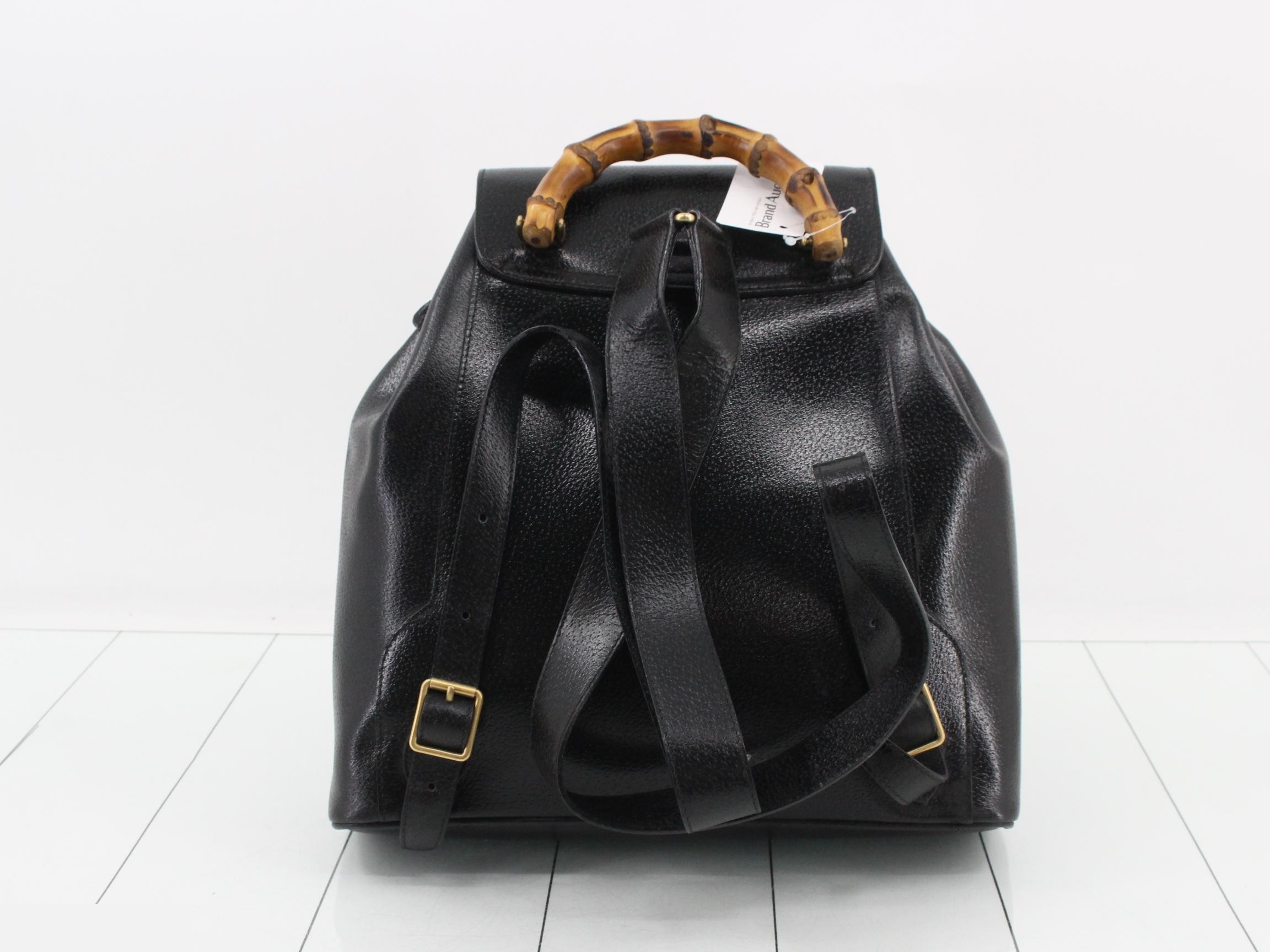 Bamboo Leather Backpack, Black — view 2
