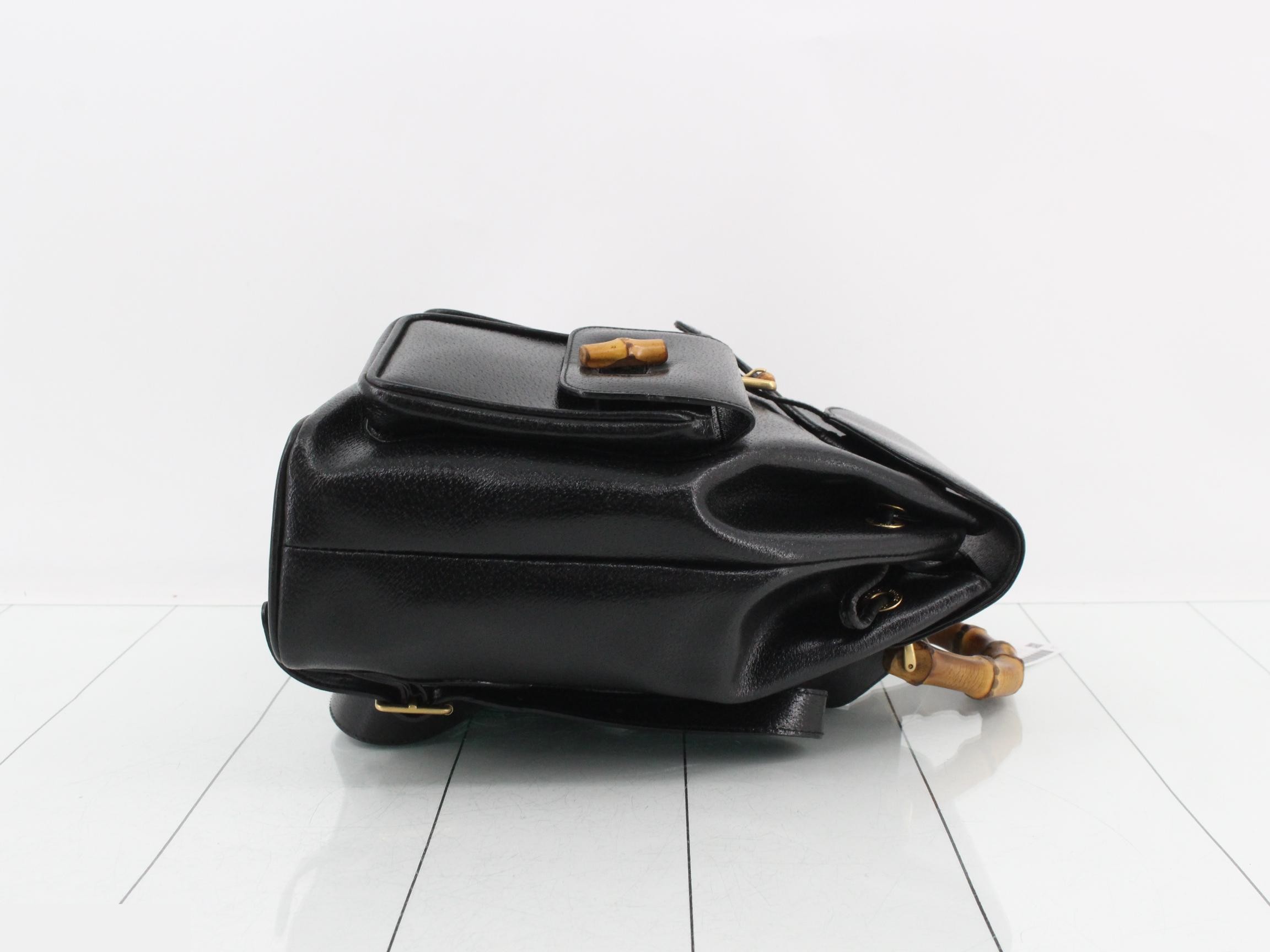 Bamboo Leather Backpack, Black — view 3