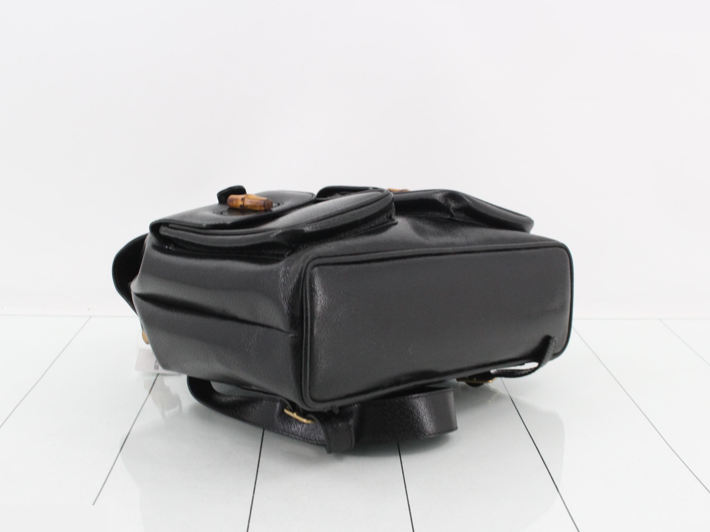 Bamboo Leather Backpack, Black — view 5