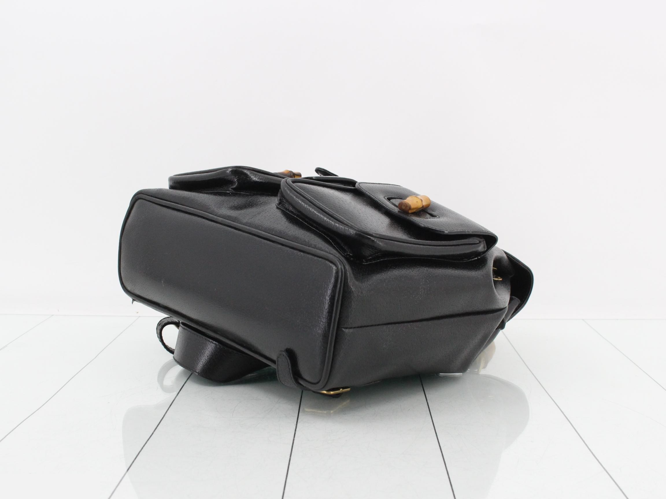 Bamboo Leather Backpack, Black — view 6