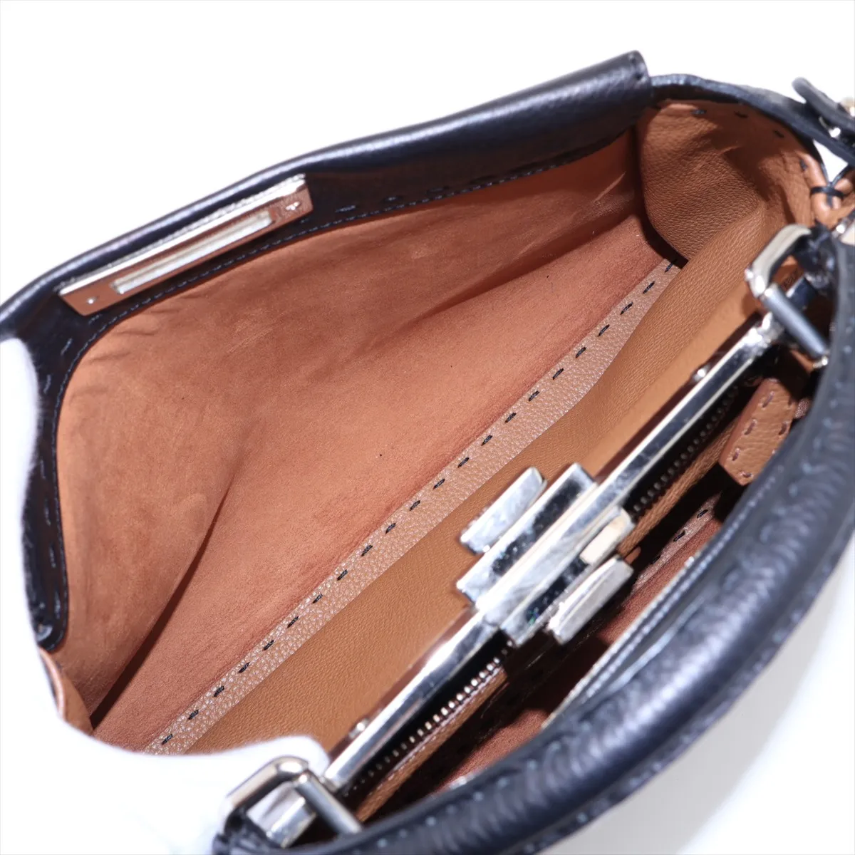 Peekaboo Regular Selleria Leather 2-Way Handbag, Black 8BN226 — view 10