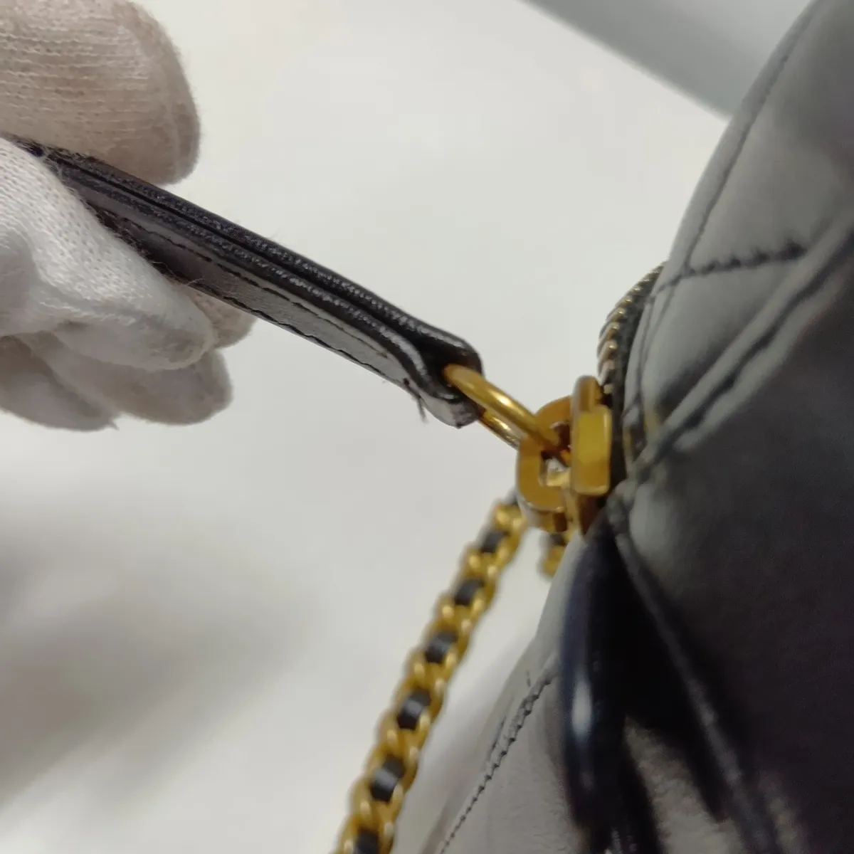 Matelassé Lambskin Chain Shoulder Bag, Black with Gold Hardware, P6EHEPL2, Random Plate — view 10