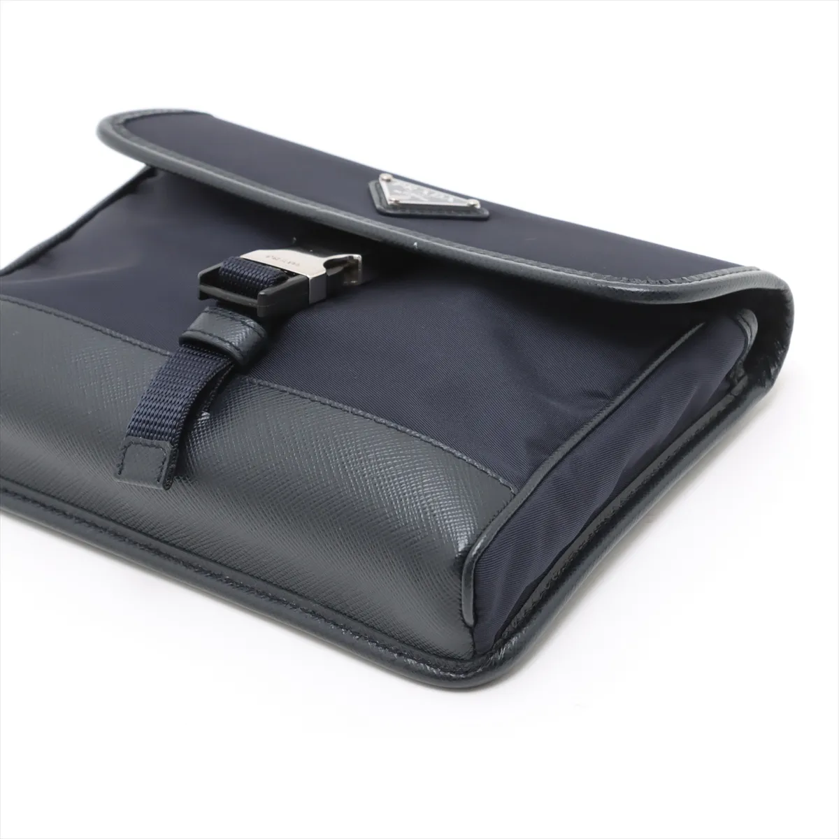 Tessuto Nylon x Leather Shoulder Bag Navy — view 3