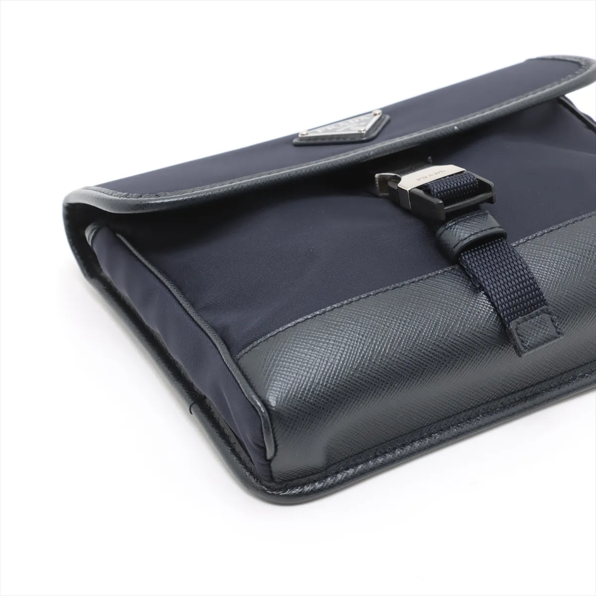 Tessuto Nylon x Leather Shoulder Bag Navy — view 4