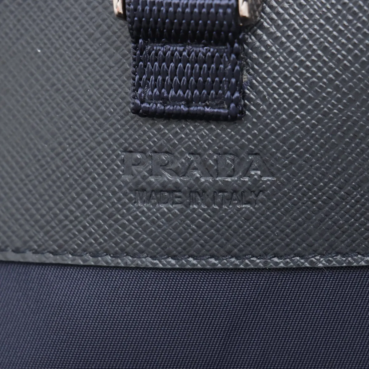 Tessuto Nylon x Leather Shoulder Bag Navy — view 8