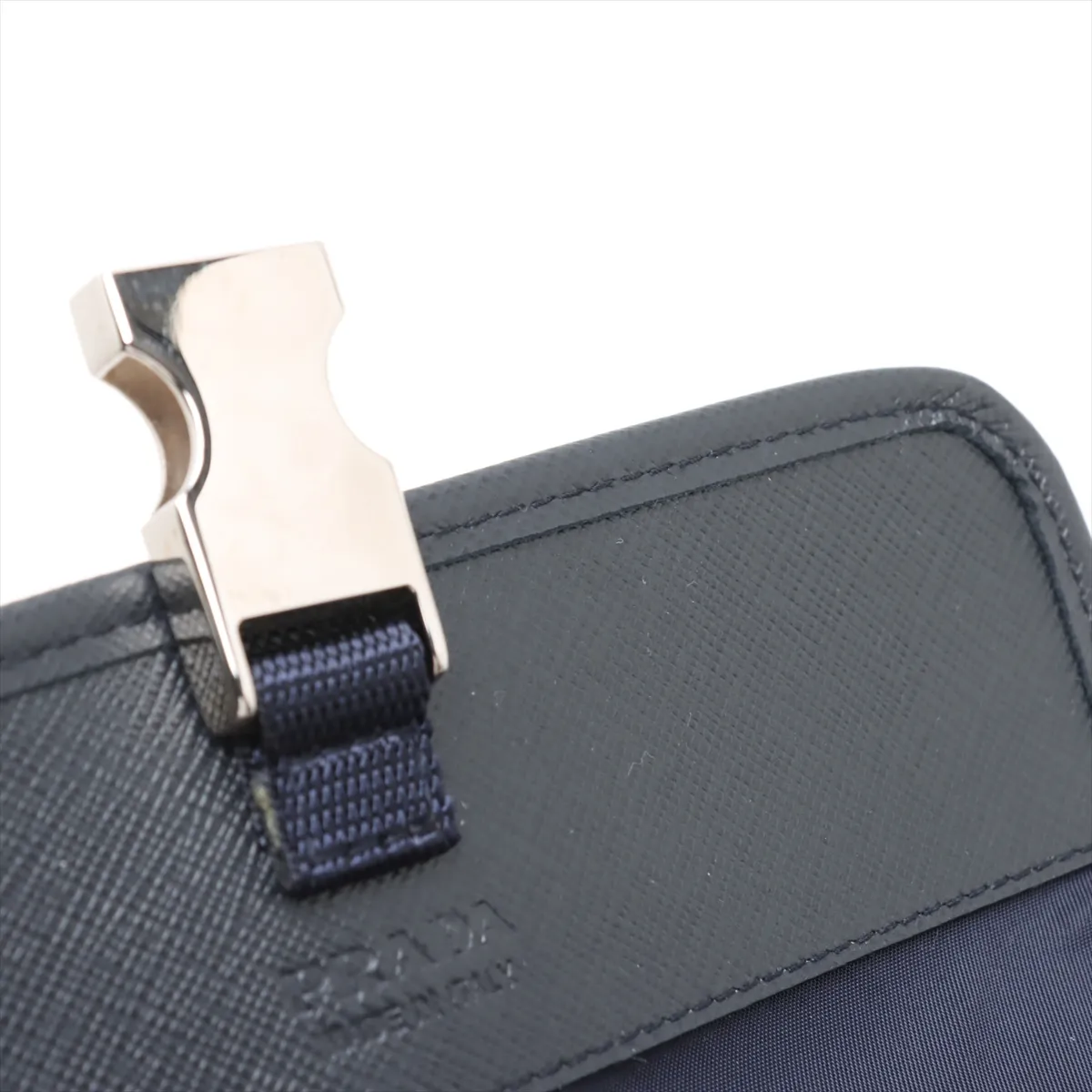 Tessuto Nylon x Leather Shoulder Bag Navy — view 9