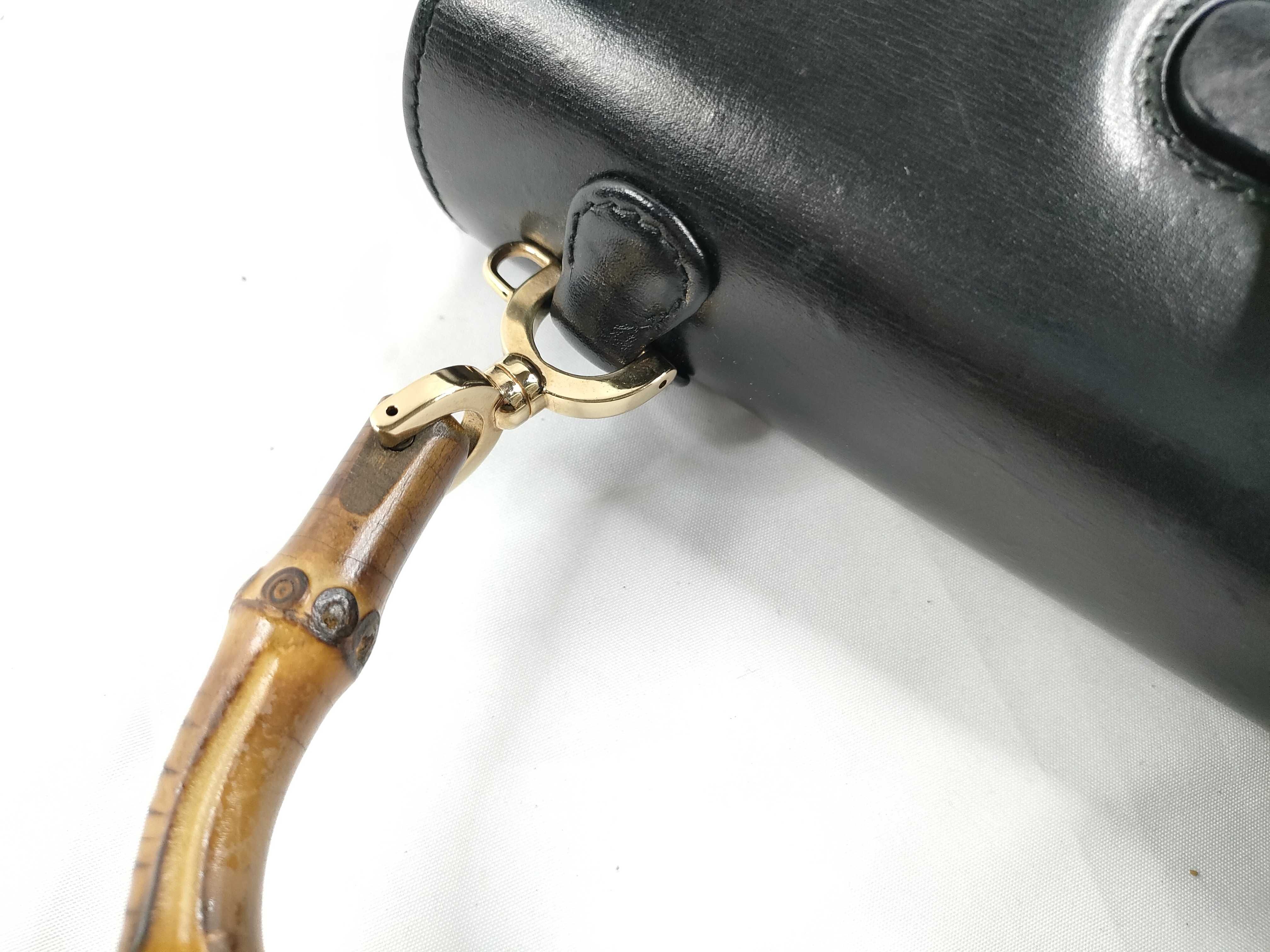 Bamboo Handbag, Turnlock Leather, Black Handbag — view 8