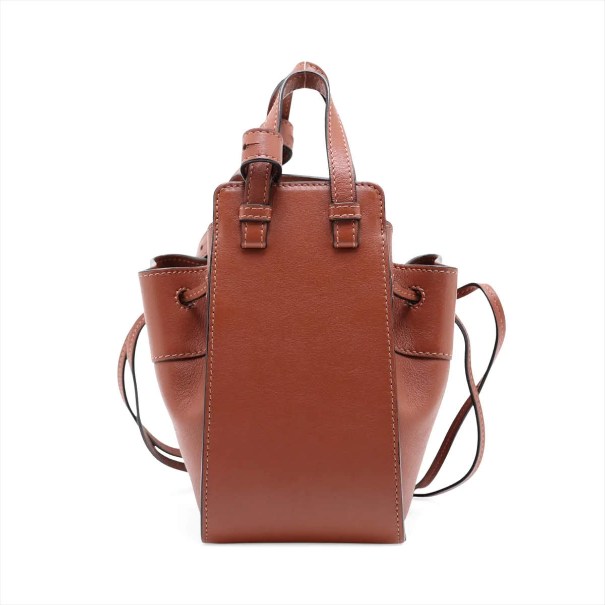 Hammock Drawstring Mini Leather 2-Way Shoulder Bag, Brown — view 2