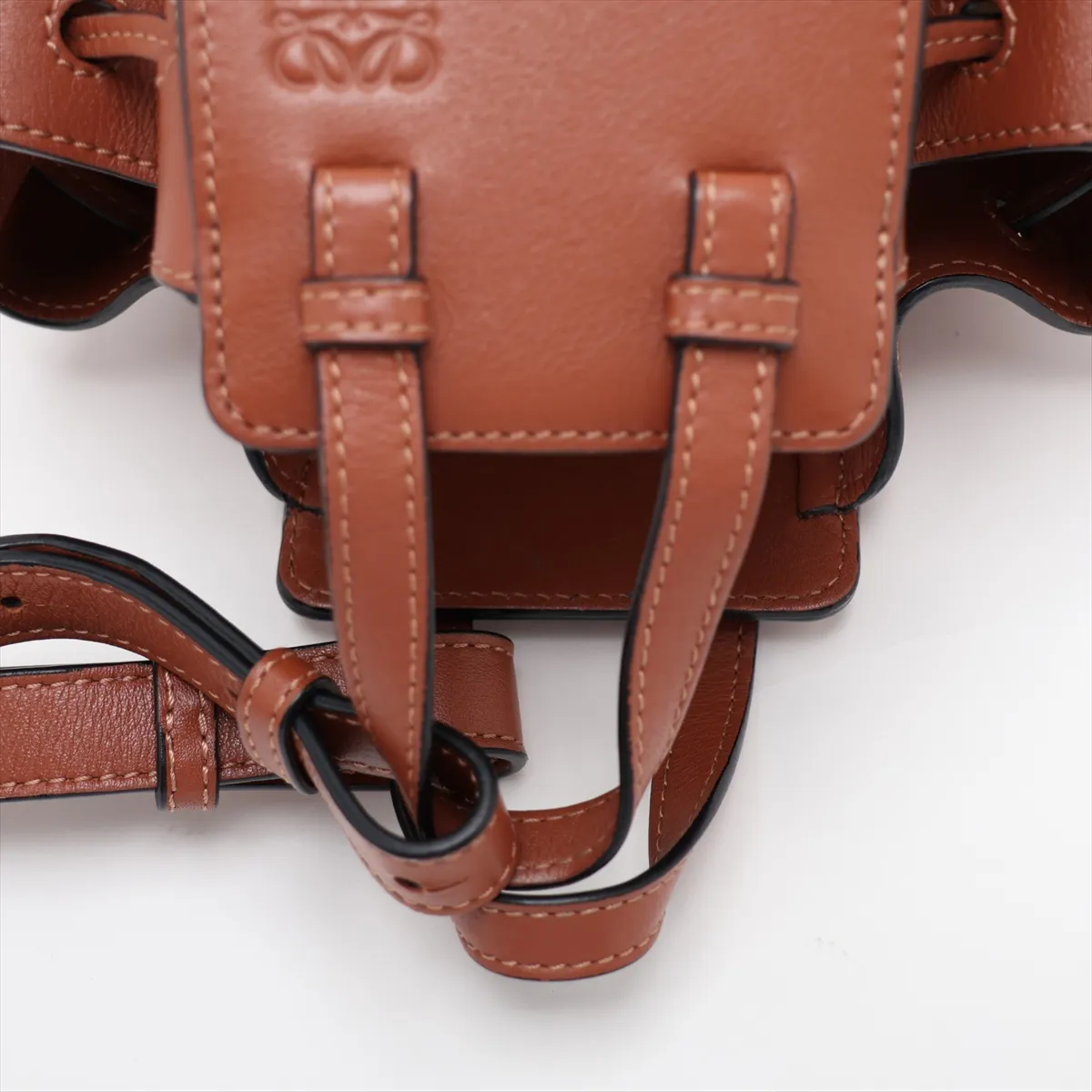 Hammock Drawstring Mini Leather 2-Way Shoulder Bag, Brown — view 5