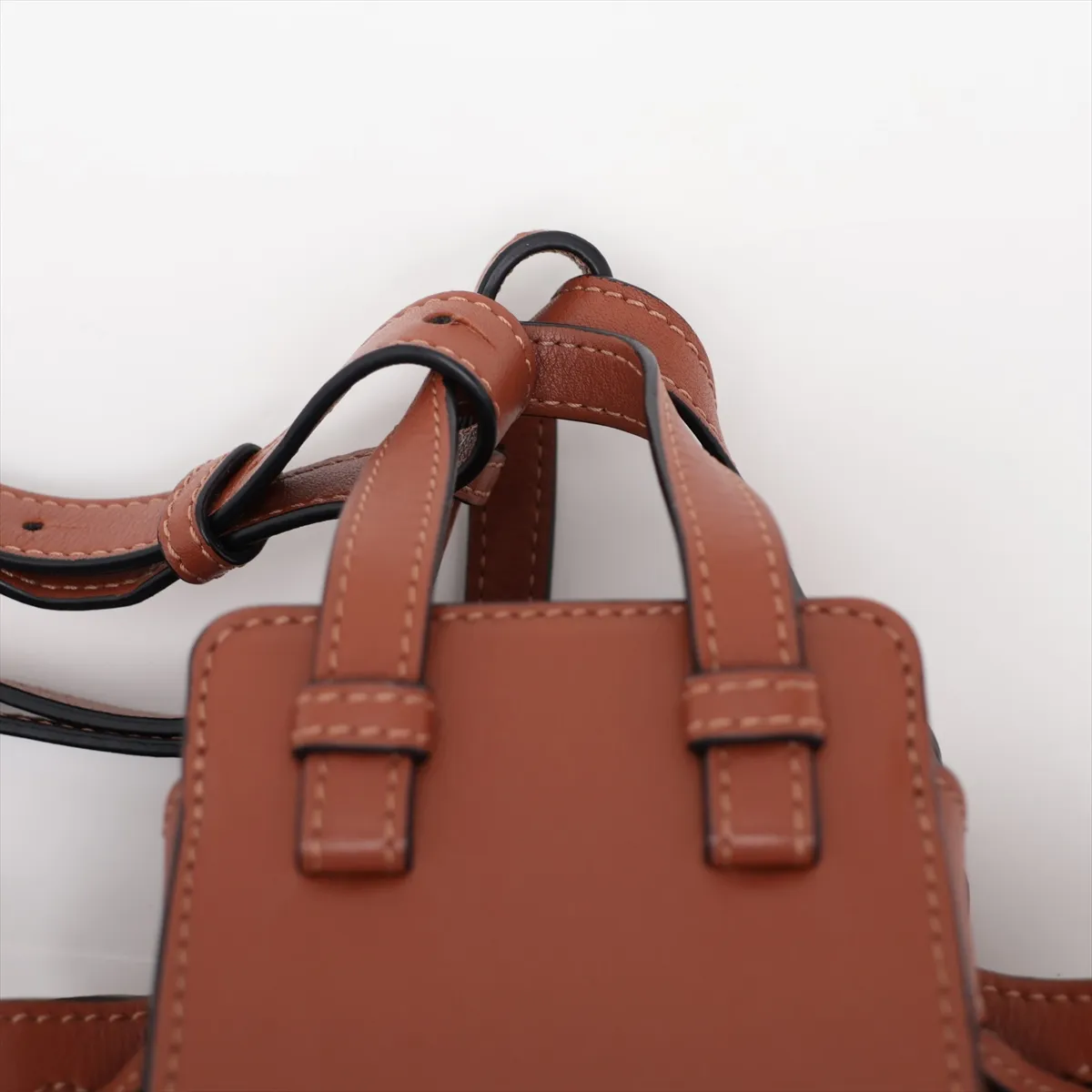 Hammock Drawstring Mini Leather 2-Way Shoulder Bag, Brown — view 6