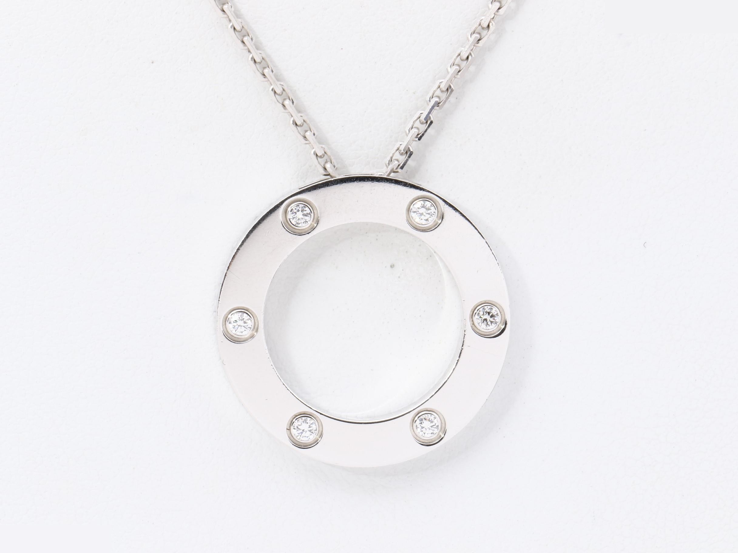 Love Necklace, Full Diamond Necklace, K18WG, 14g, Chain approx. 42cm
