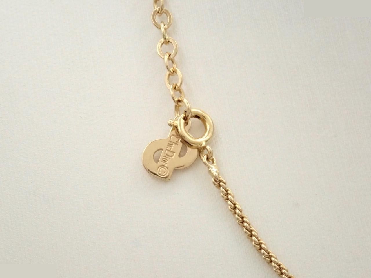 CD logo rhinestone necklace/pendant, approximately 47cm neck circumference. — view 2