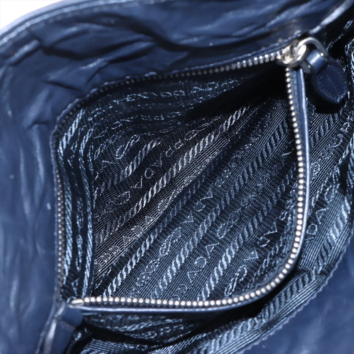 Leather 2-Way Handbag, Navy — view 12