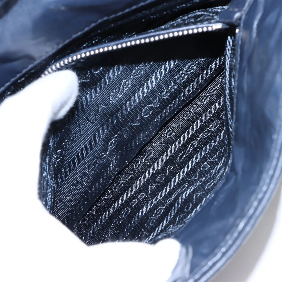 Leather 2-Way Handbag, Navy — view 14