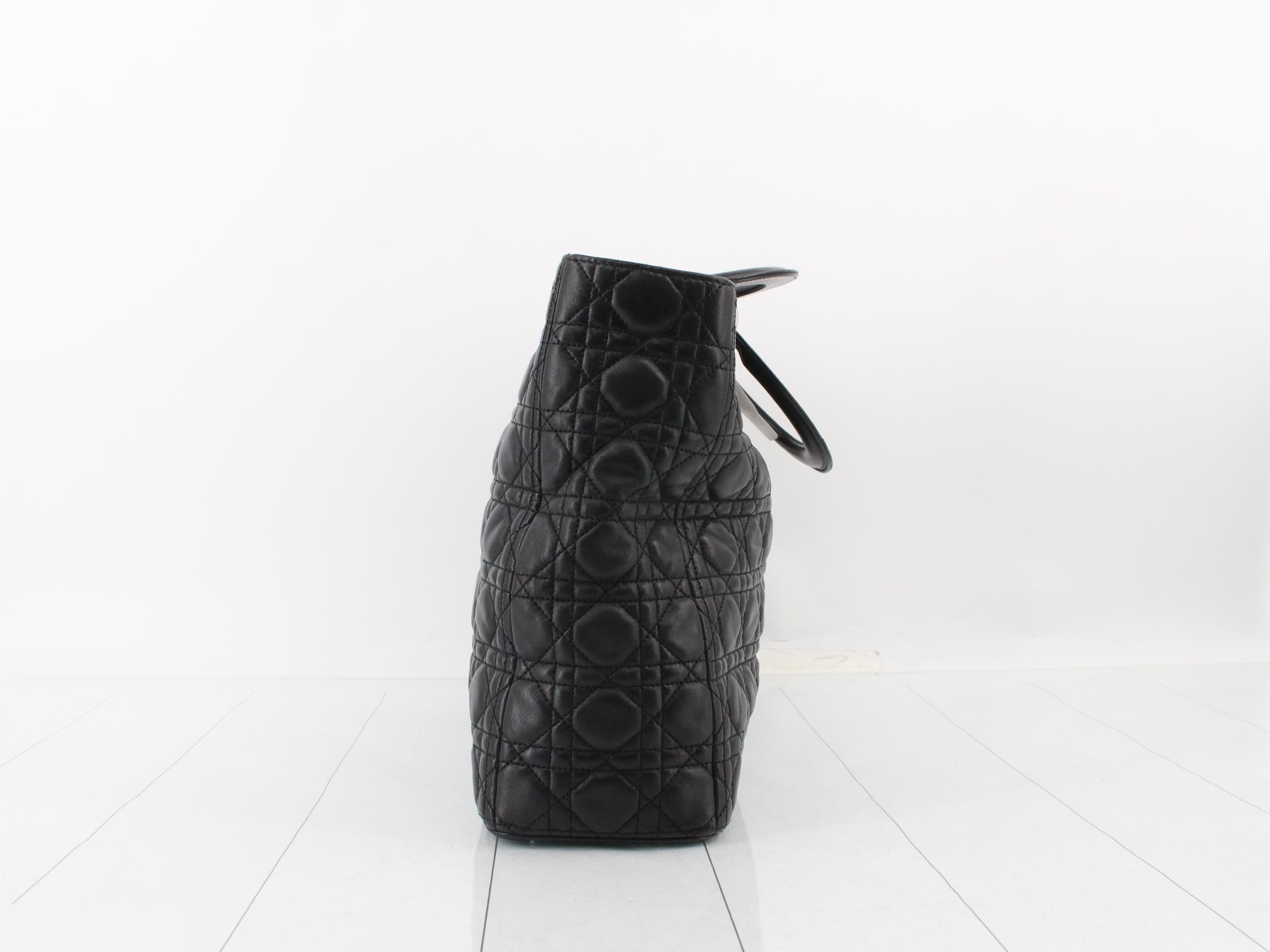 Lady Dior handbag, leather, black — view 4