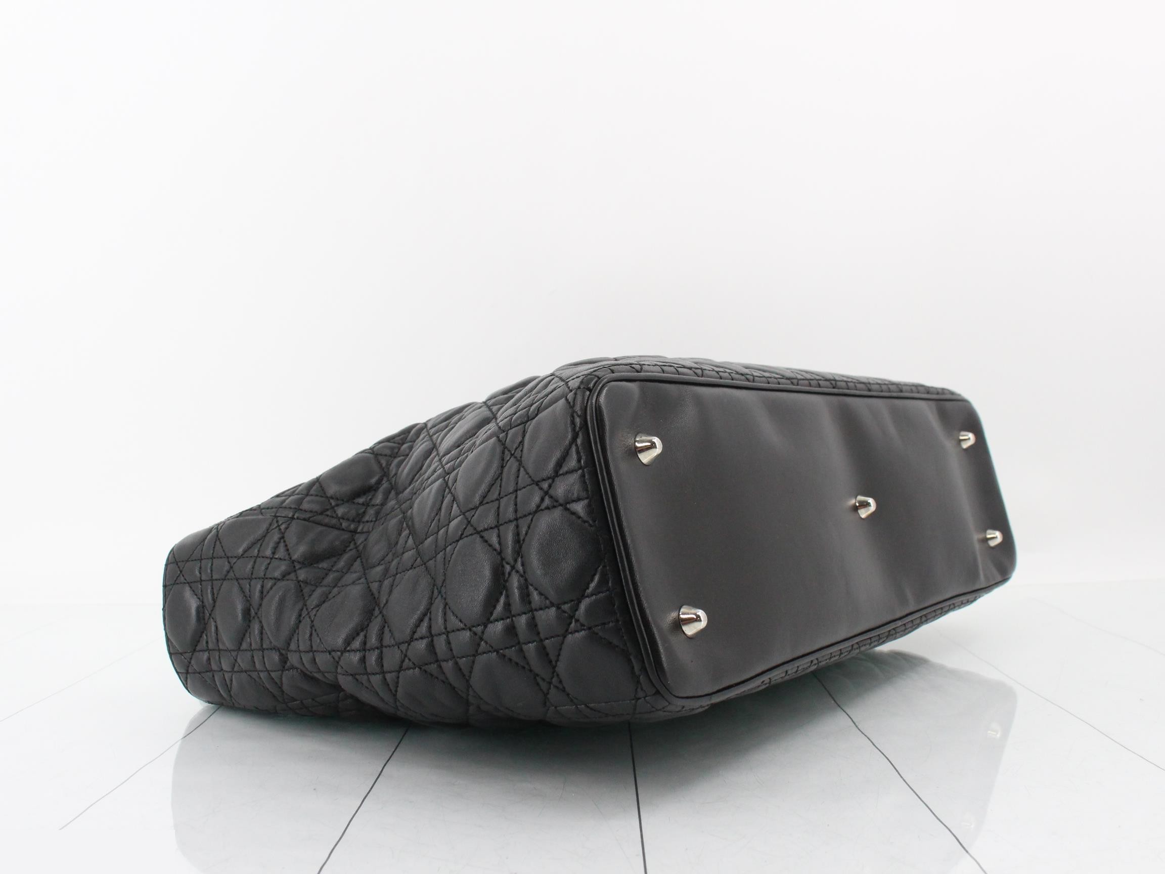 Lady Dior handbag, leather, black — view 5