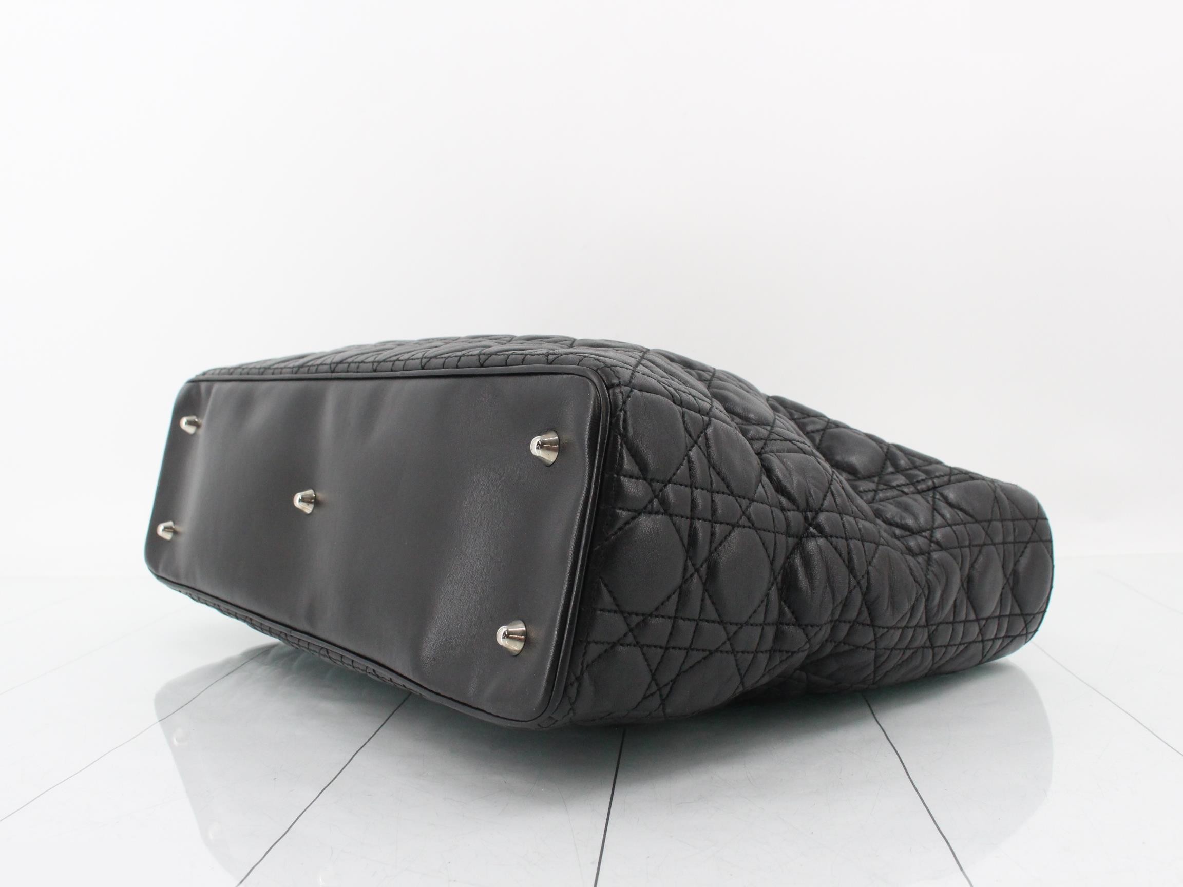 Lady Dior handbag, leather, black — view 6