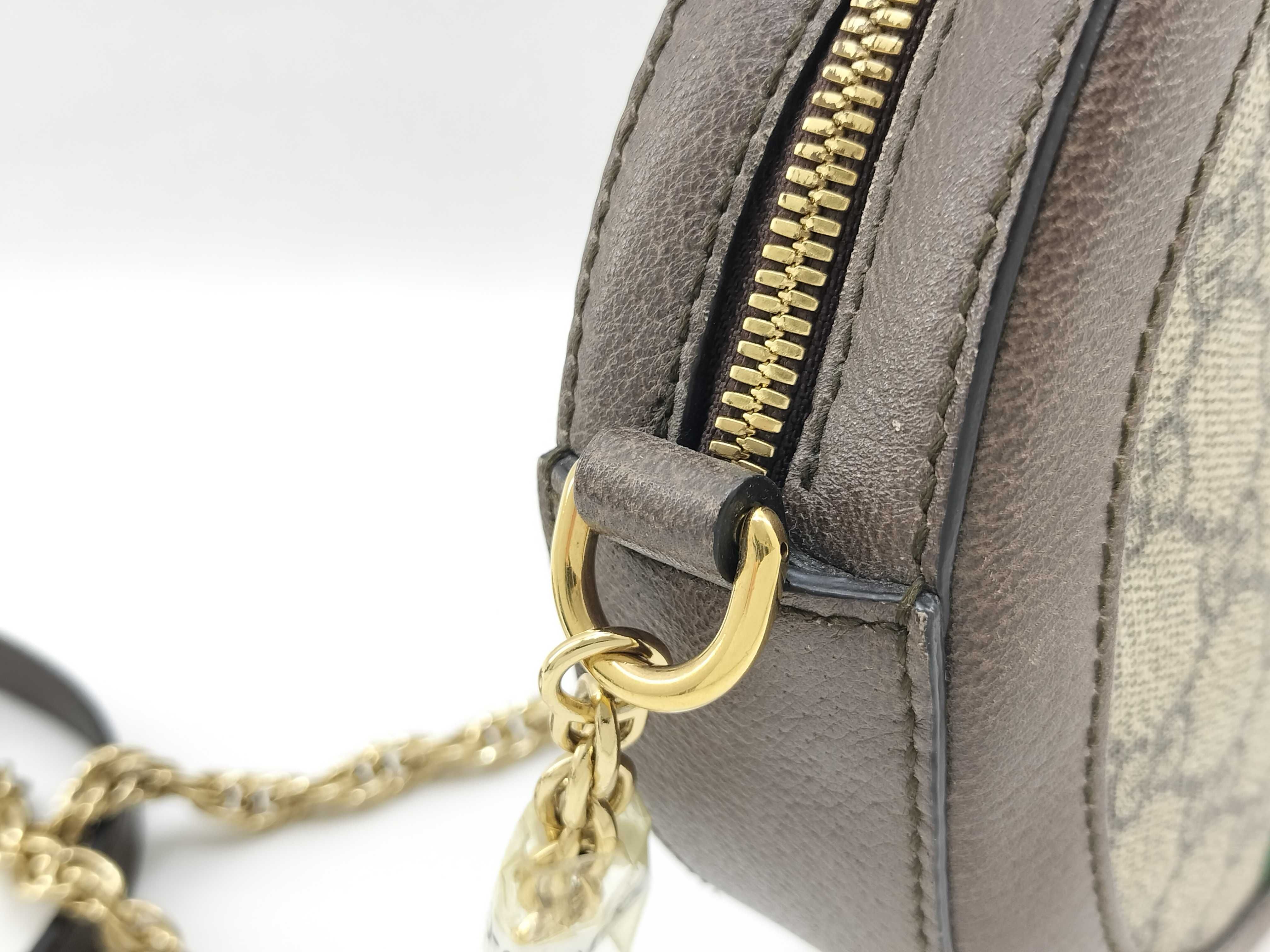 GG Supreme PH- GG Supreme Ophidia PVC & Leather Chain Shoulder Bag Beige — view 3