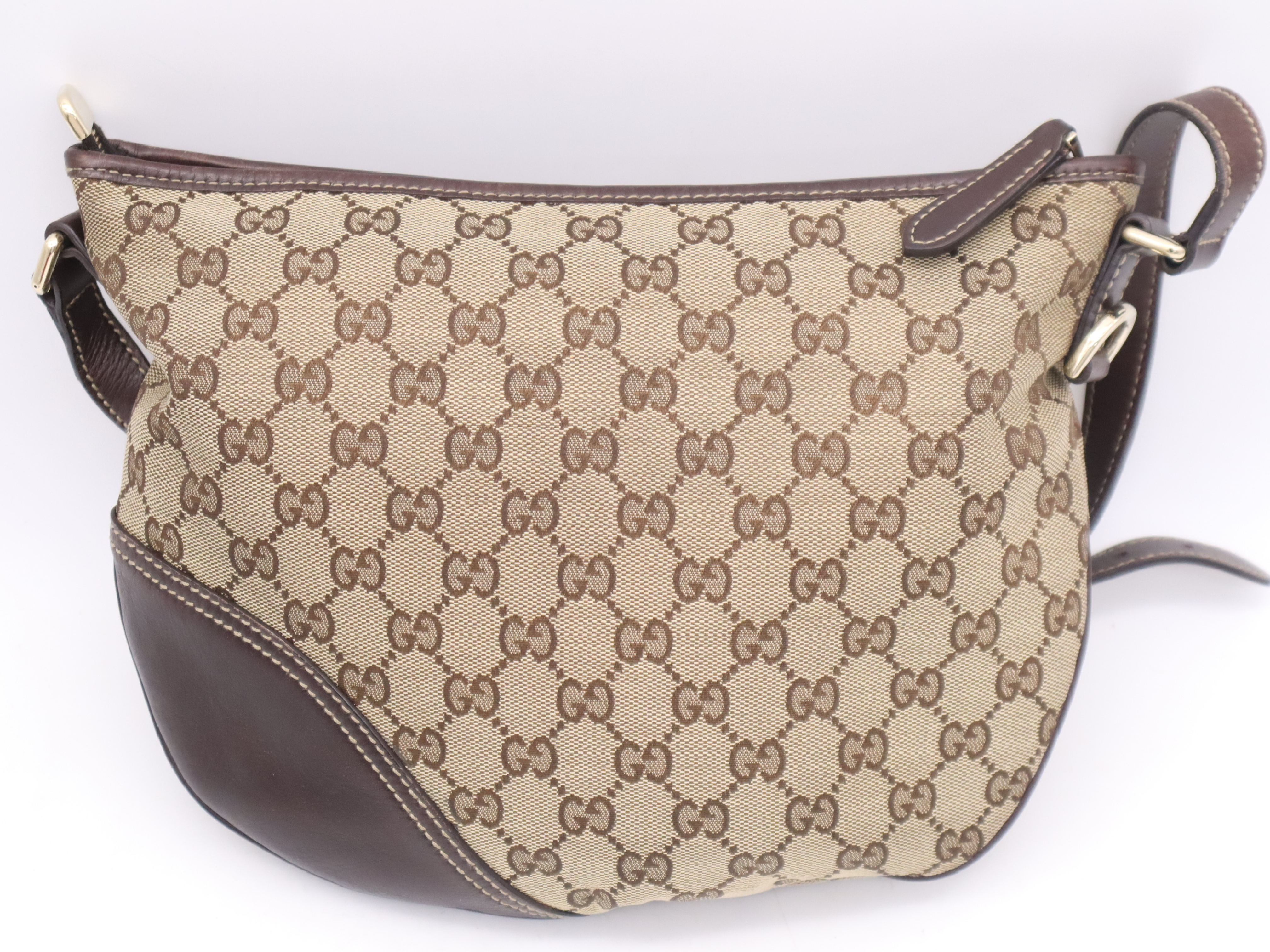 169998 GG Canvas New Brit Shoulder Bag with Gold Hardware — view 2