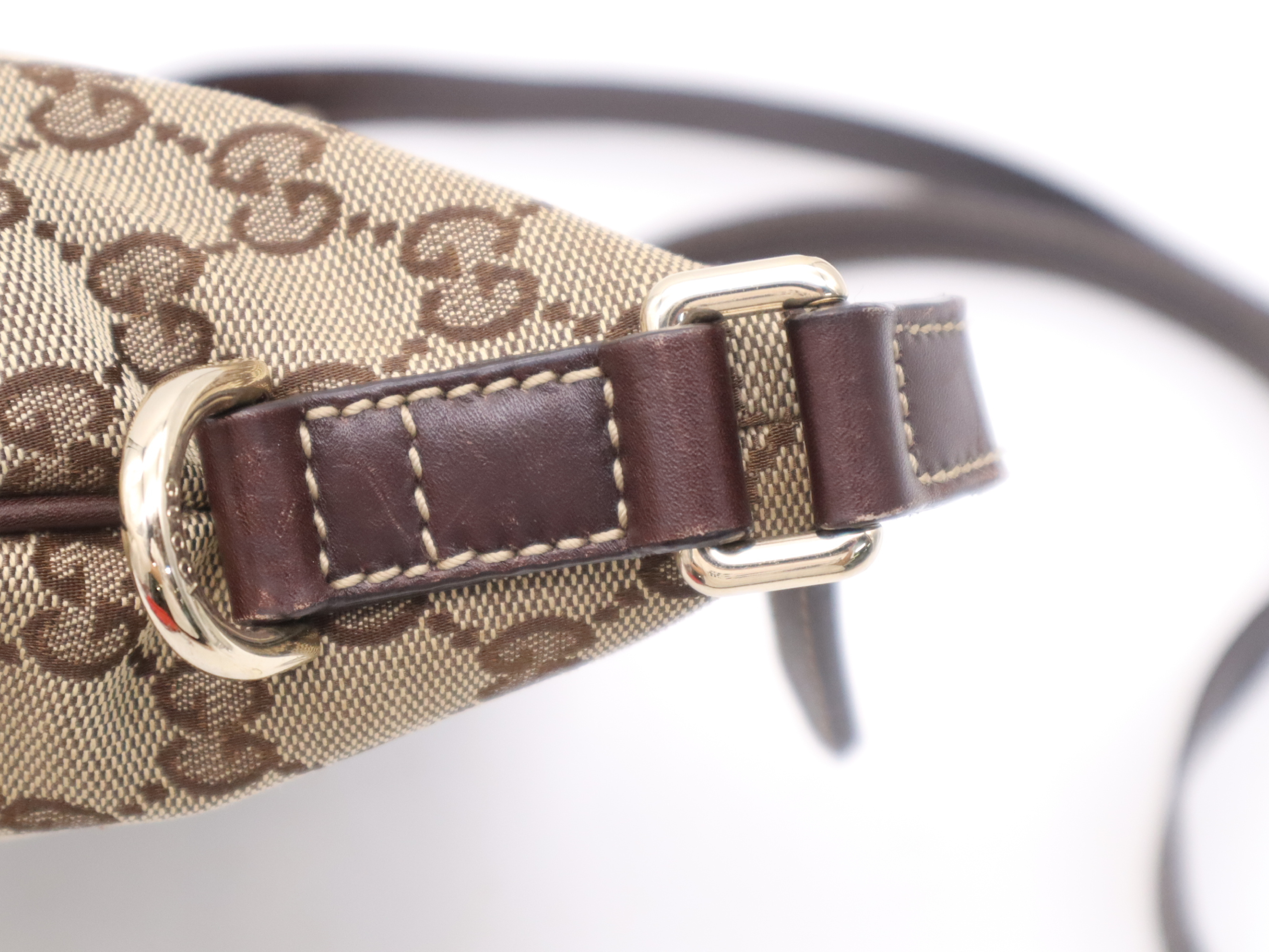 169998 GG Canvas New Brit Shoulder Bag with Gold Hardware — view 7